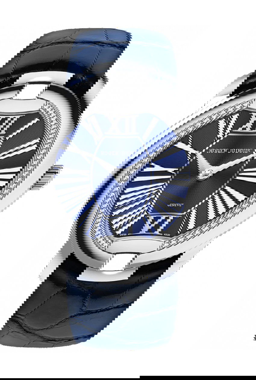 Roger Dubuis Velvet White Gold -Blue Alligator Strap luxury timepiece - detailed view
