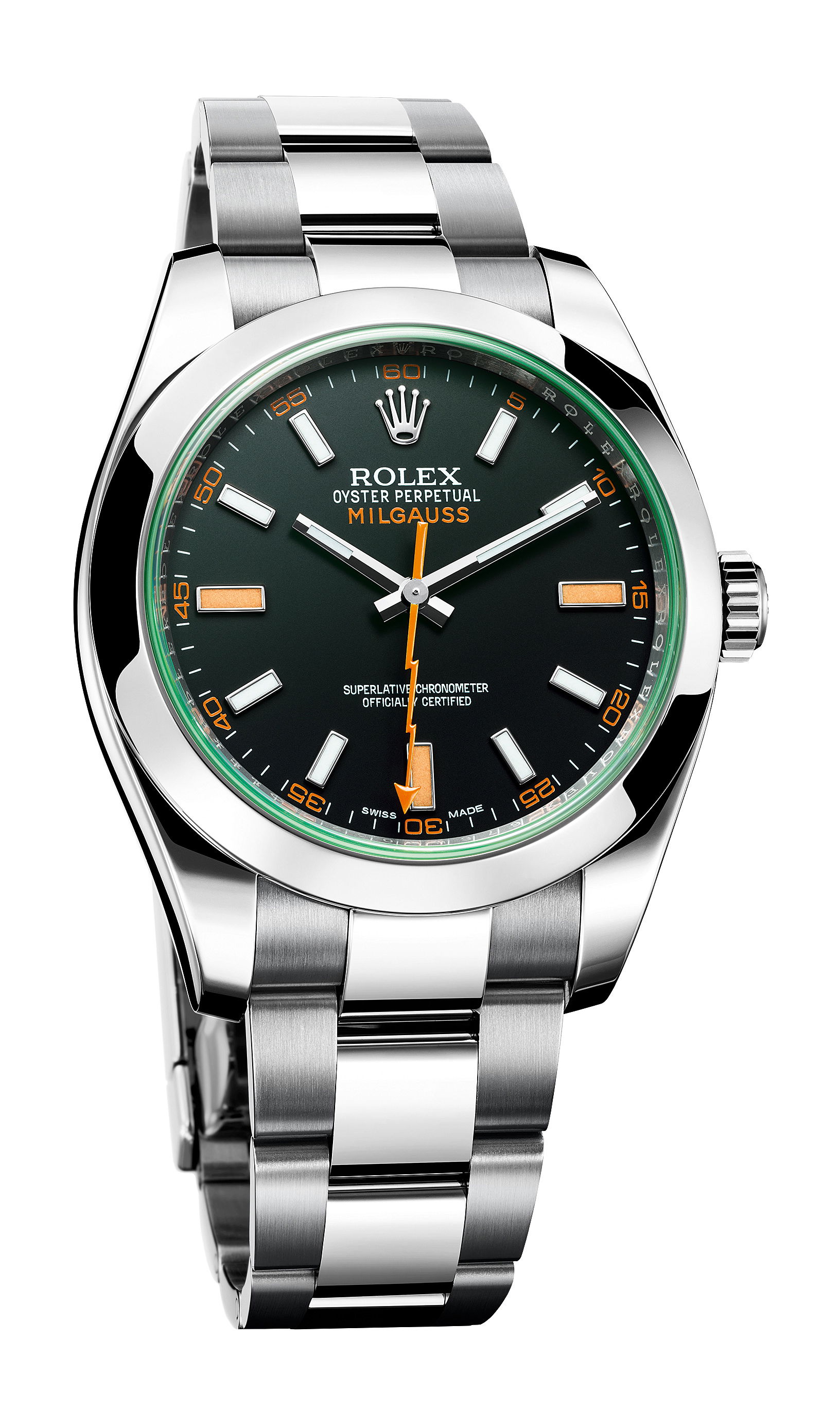 Rolex Milgauss luxury timepiece - detailed view