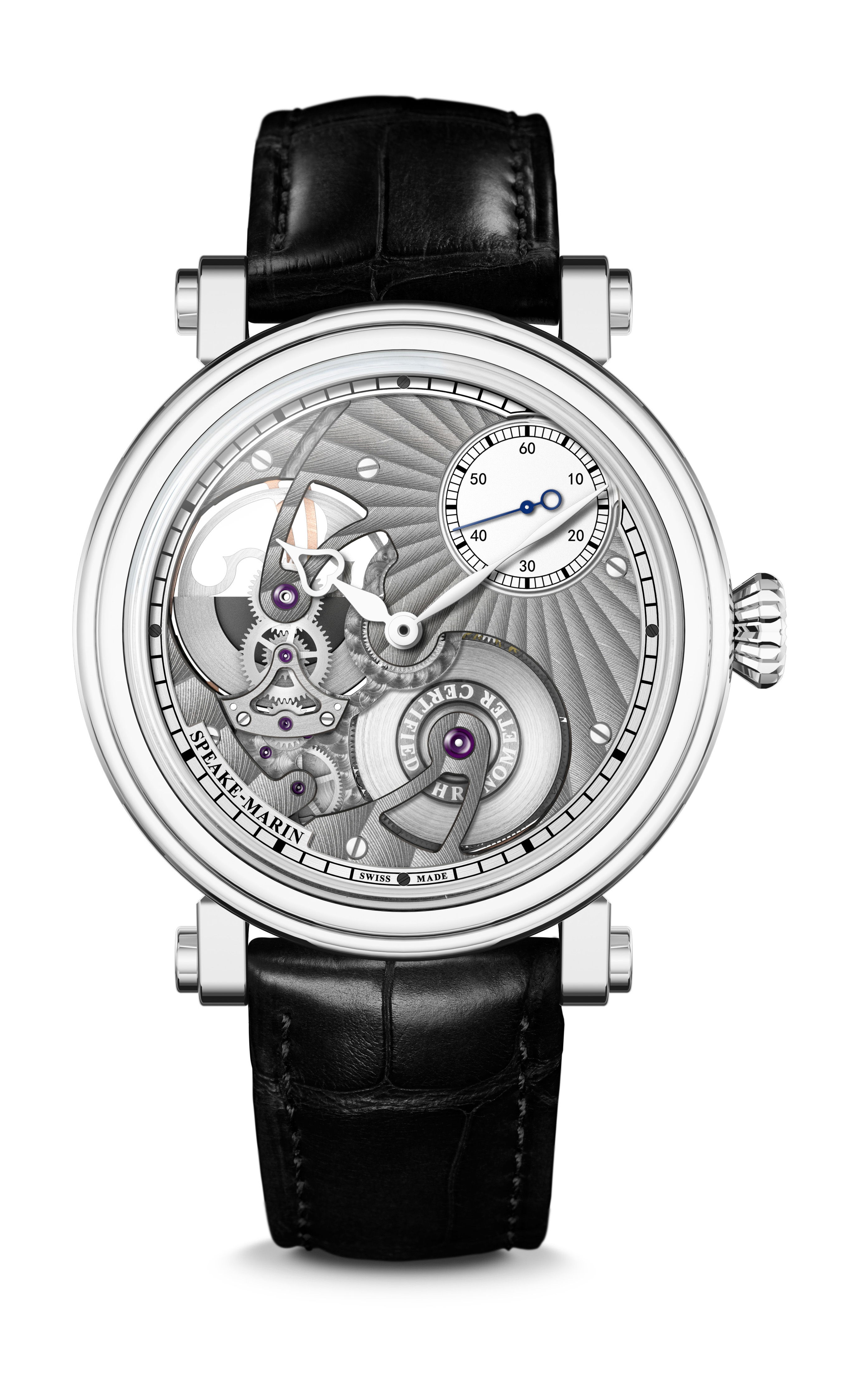 Speake-Marin One & Two Openworked luxury timepiece - detailed view