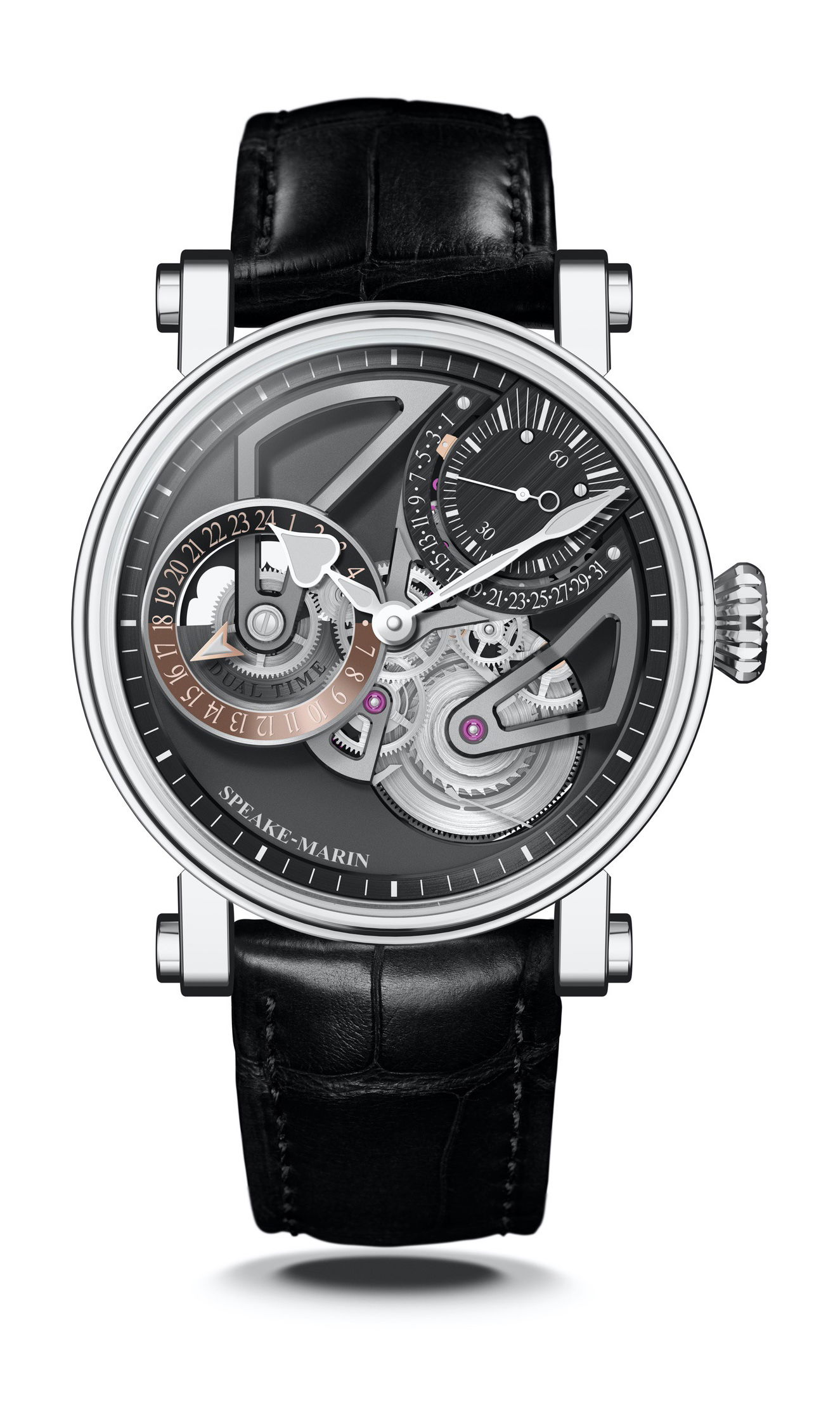 Speake-Marin Openworked Dual Time Titanium luxury timepiece - detailed view