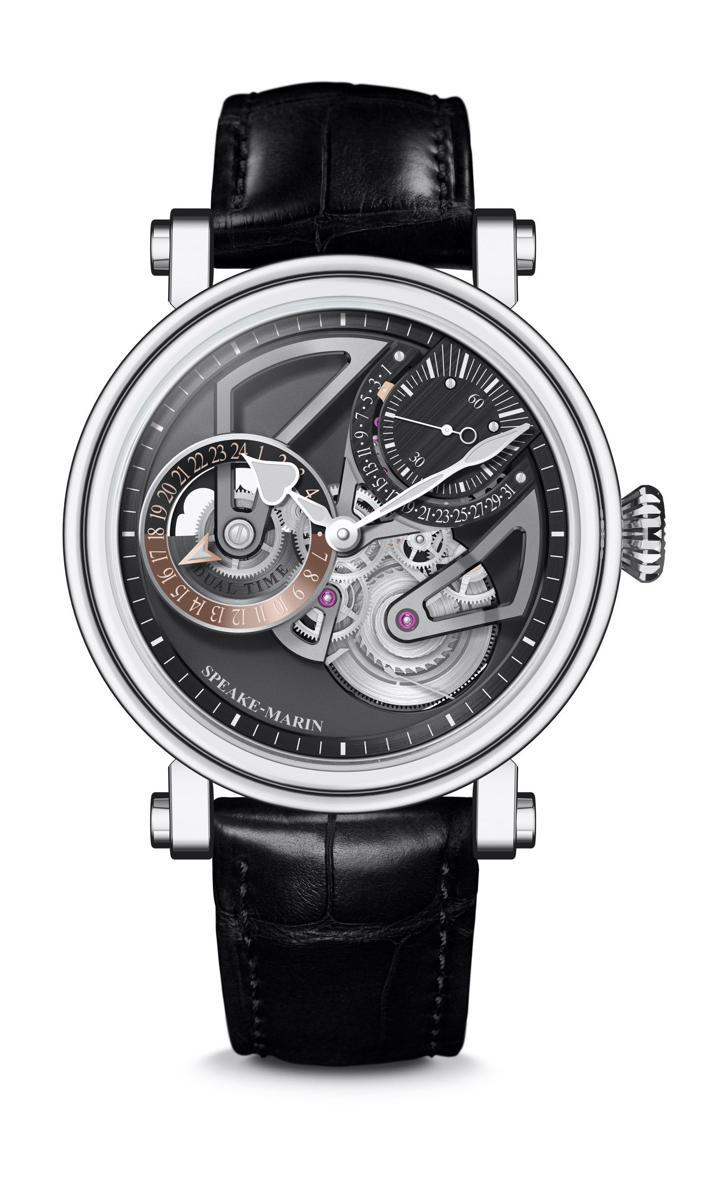Speake-Marin Openworked Dual Time Titanium luxury timepiece - detailed view