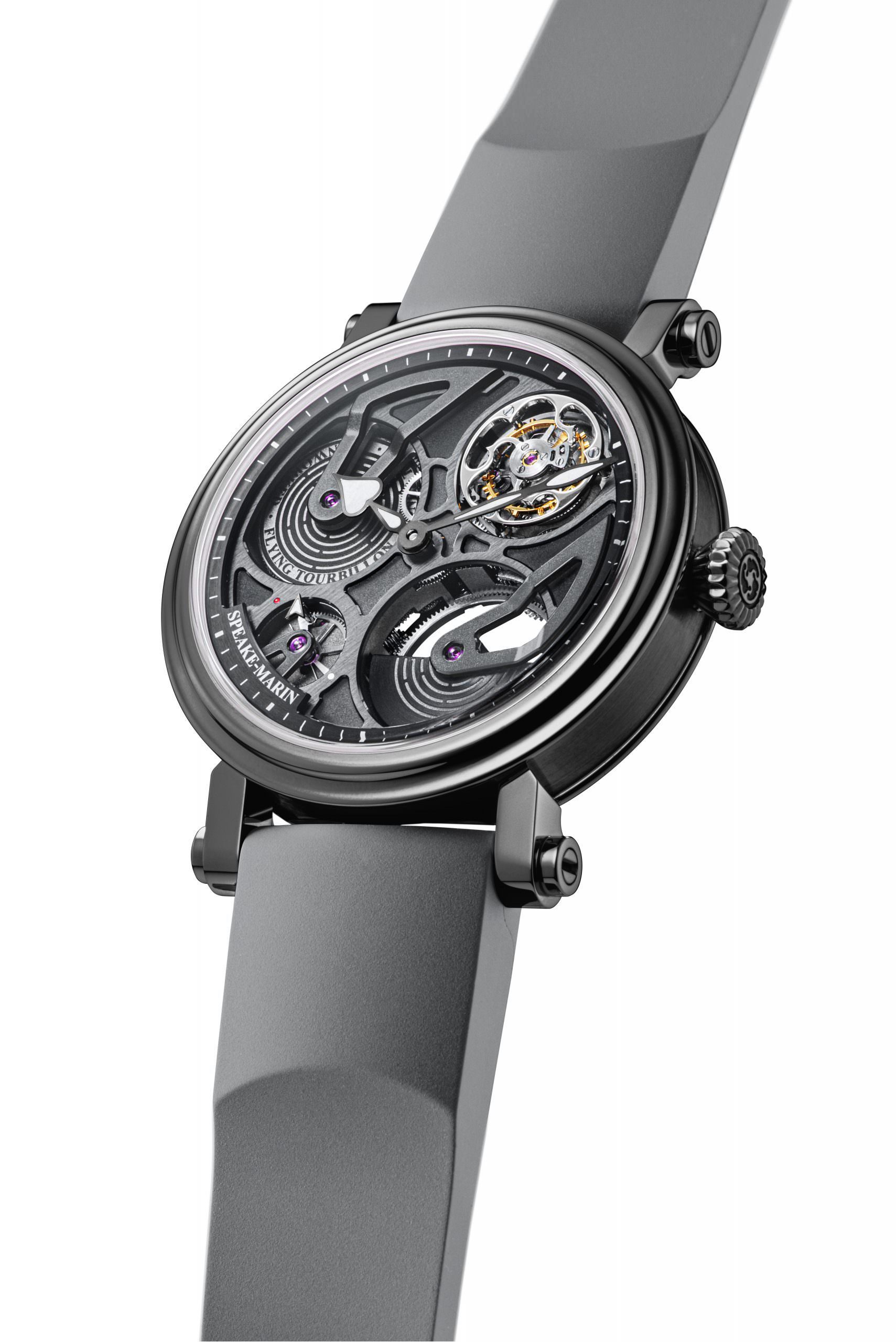 Speake-Marin Openworked Tourbillon Black DLC luxury timepiece - detailed view