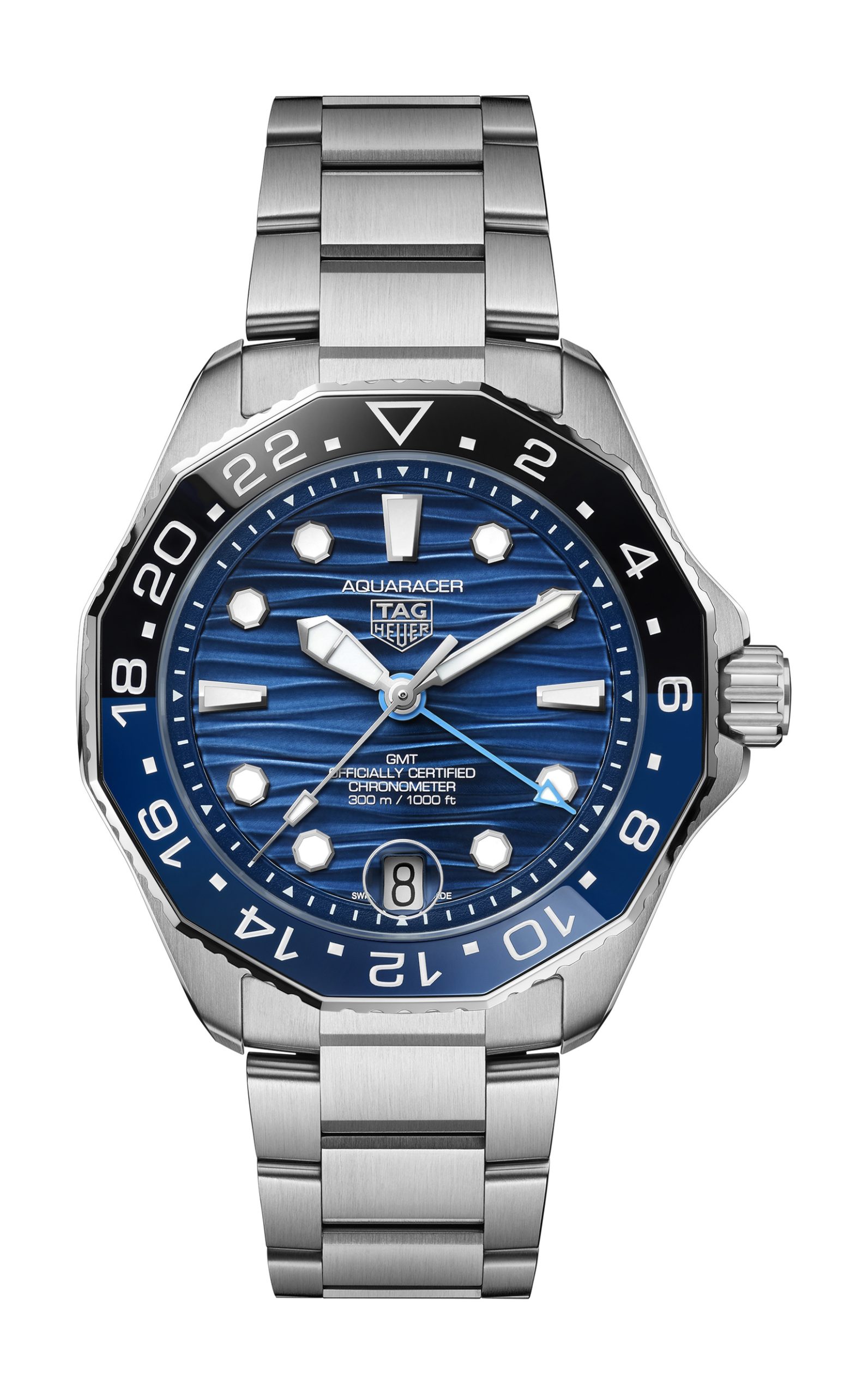 TAG Heuer Aquaracer Professional 300 GMT luxury timepiece - detailed view