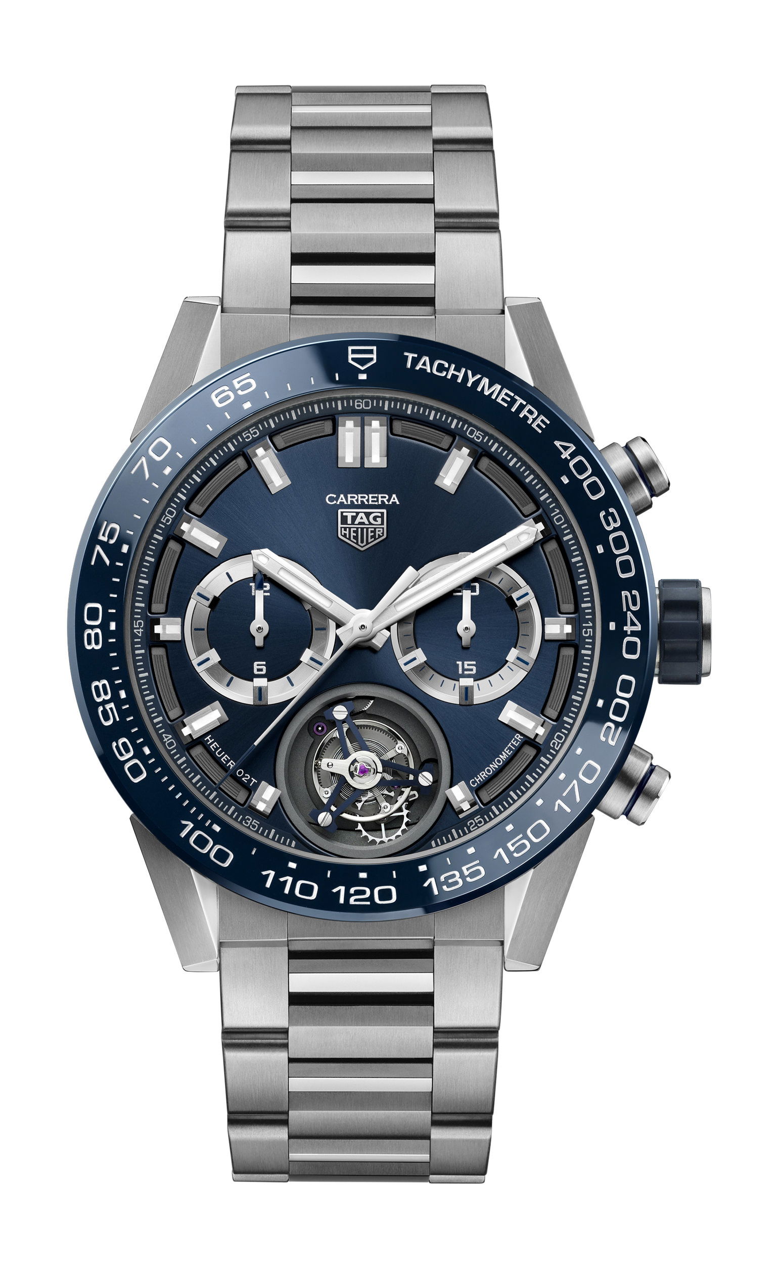 TAG Heuer Carrera Calibre Heuer 02T COSC luxury timepiece - detailed view