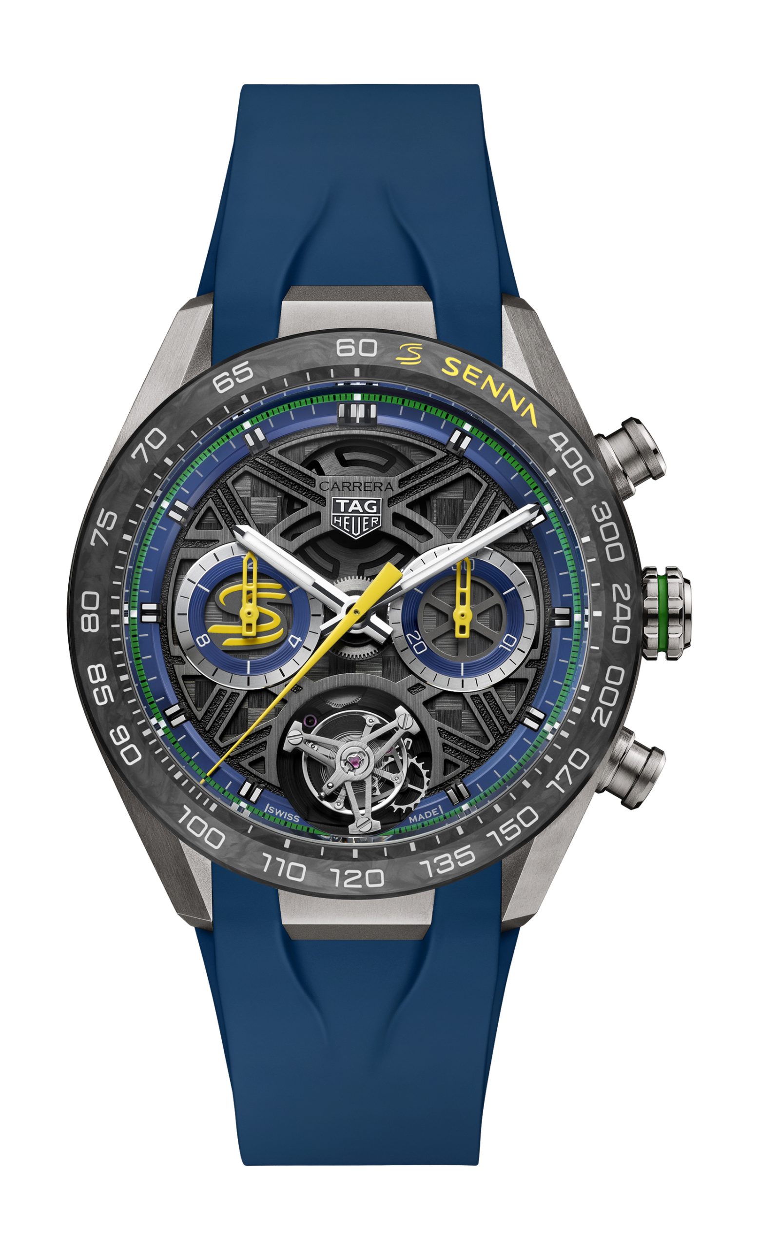 TAG Heuer Carrera Chronograph Tourbillon x Senna luxury timepiece - detailed view