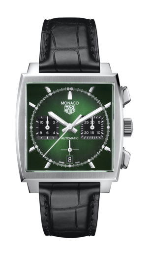 TAG Heuer Monaco Green Dial Limited Edition luxury timepiece - detailed view