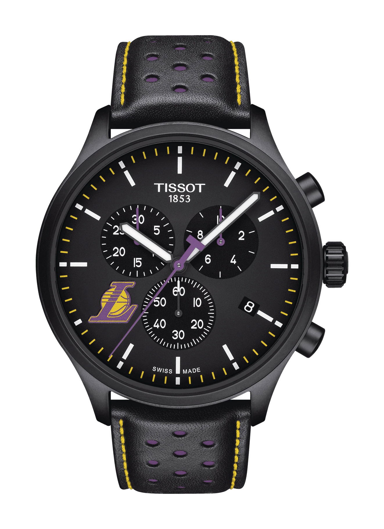 Tissot Chrono XL NBA Teams Special Los Angeles Lakers Edition luxury timepiece - detailed view