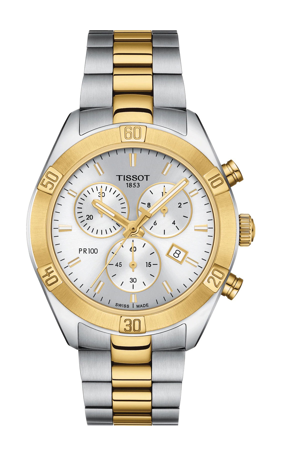 Tissot PR 100 Sport Chic Chronograph luxury timepiece - detailed view