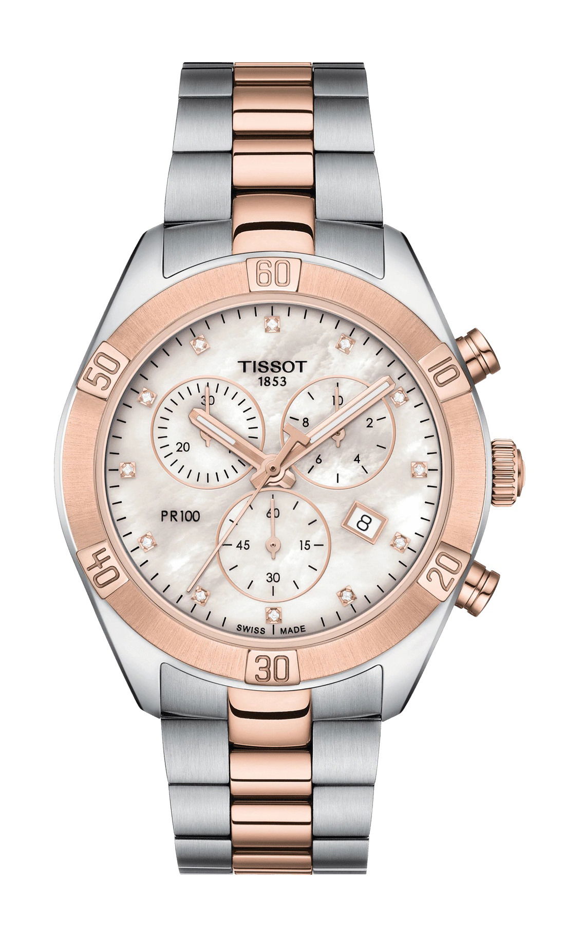Tissot PR 100 Sport Chic Chronograph luxury timepiece - detailed view