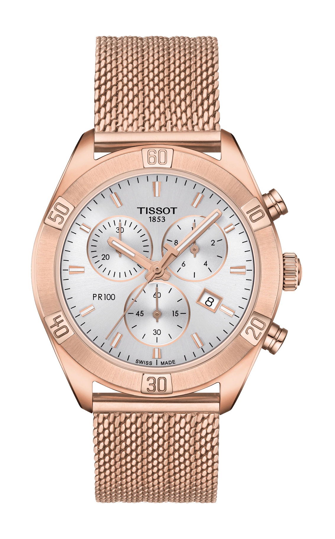 Tissot PR 100 Sport Chic Chronograph luxury timepiece - detailed view