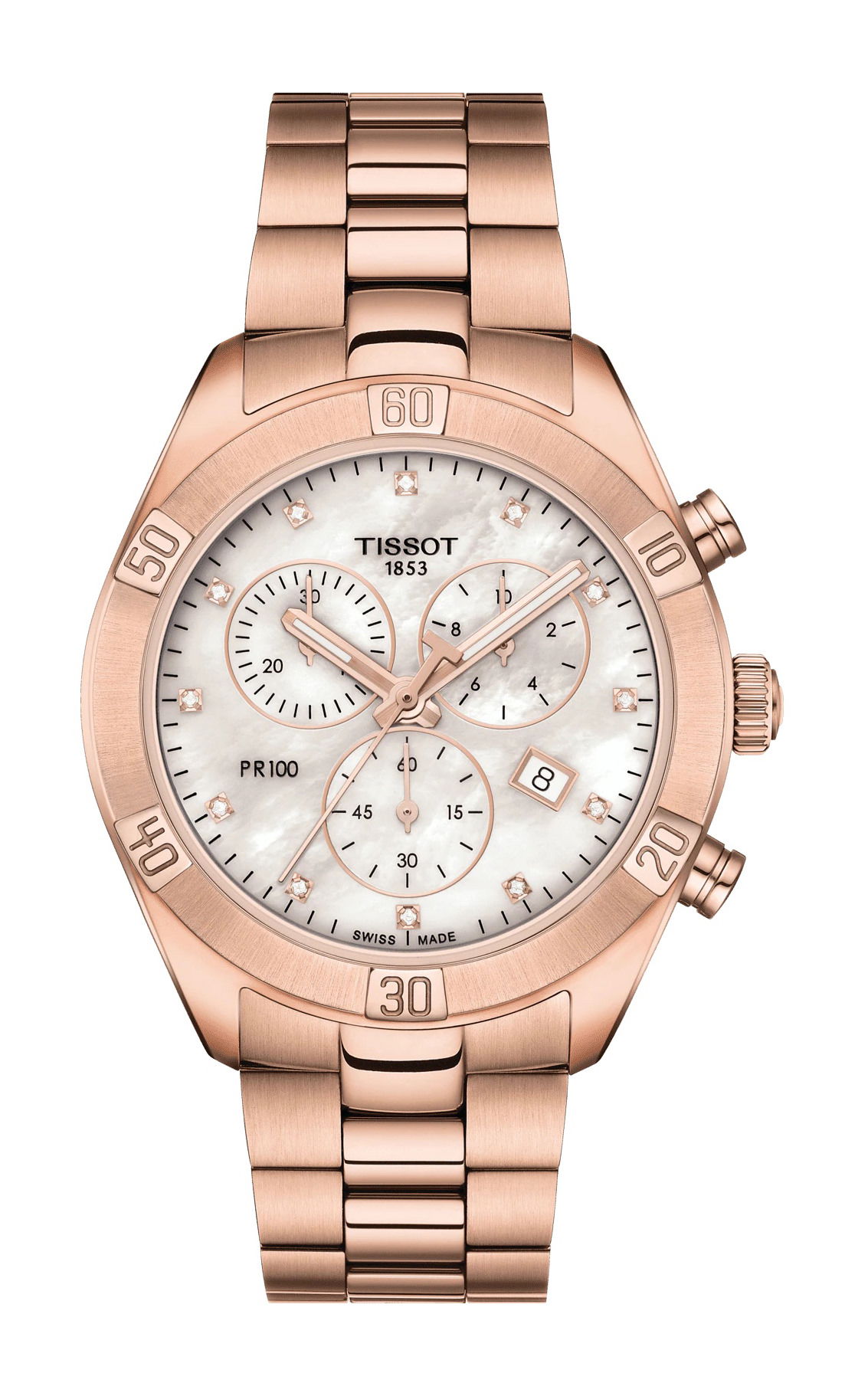 Tissot PR 100 Sport Chic Chronograph luxury timepiece - detailed view