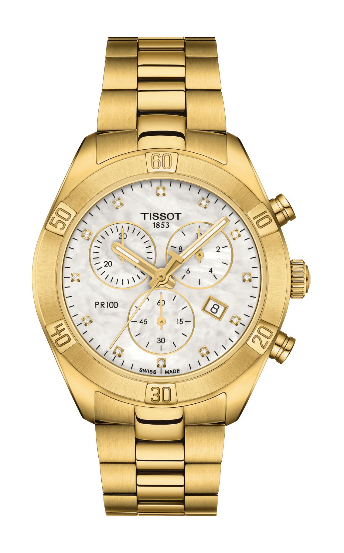 Tissot PR 100 Sport Chic Chronograph luxury timepiece - detailed view