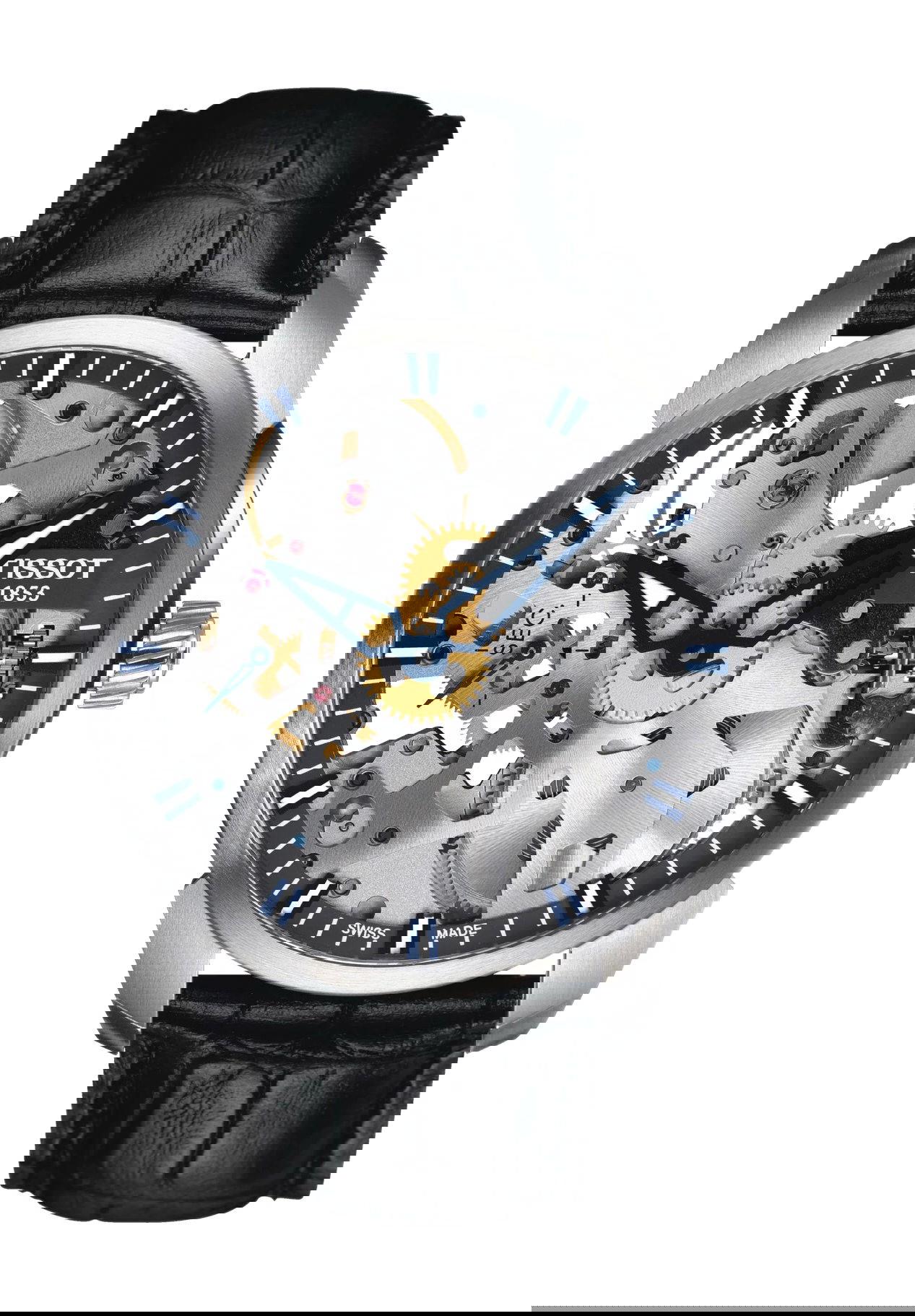 Tissot T-Complication Squelette Mechanical luxury timepiece - detailed view