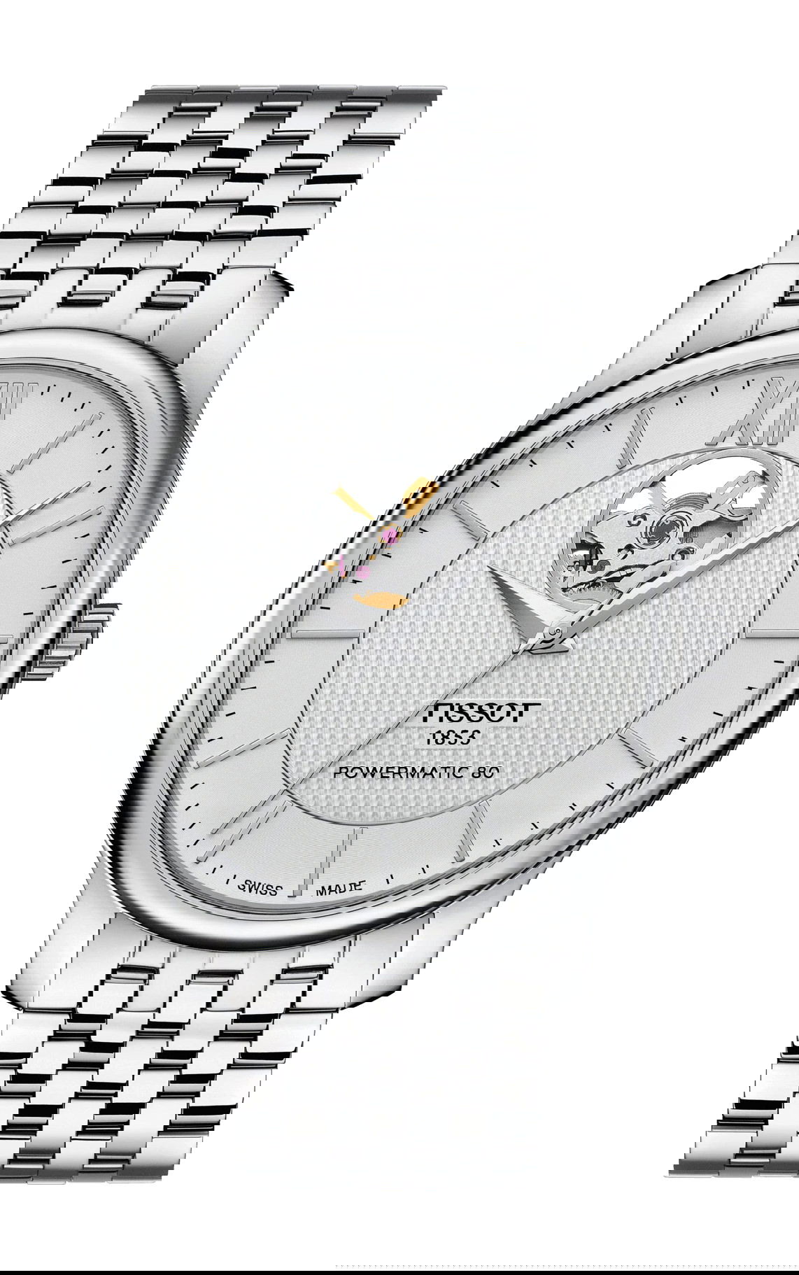Tissot Tradition Powermatic 80 Open Heart luxury timepiece - detailed view