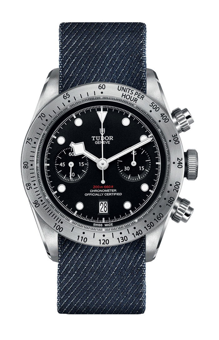 TUDOR Black  Bay Chrono luxury timepiece - detailed view