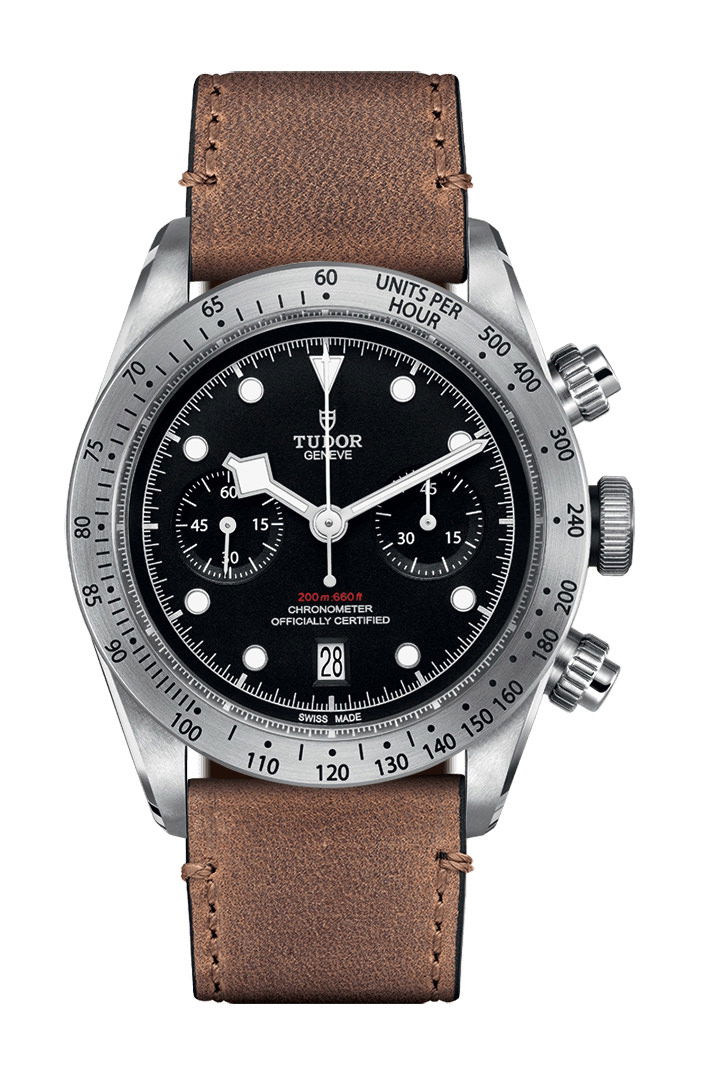 TUDOR Black  Bay Chrono luxury timepiece - detailed view