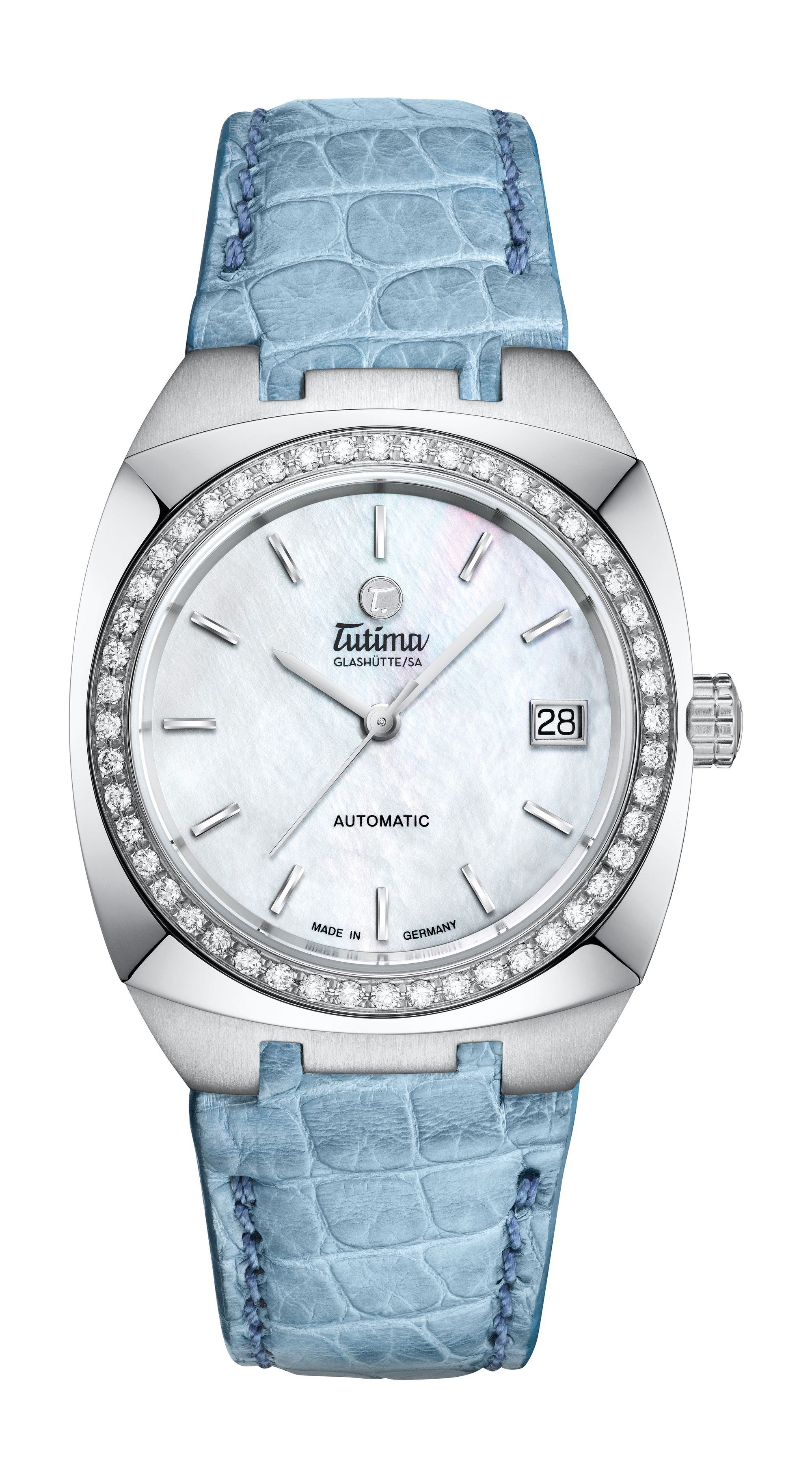 Tutima Glashütte Saxon One Lady Diamonds luxury timepiece - detailed view