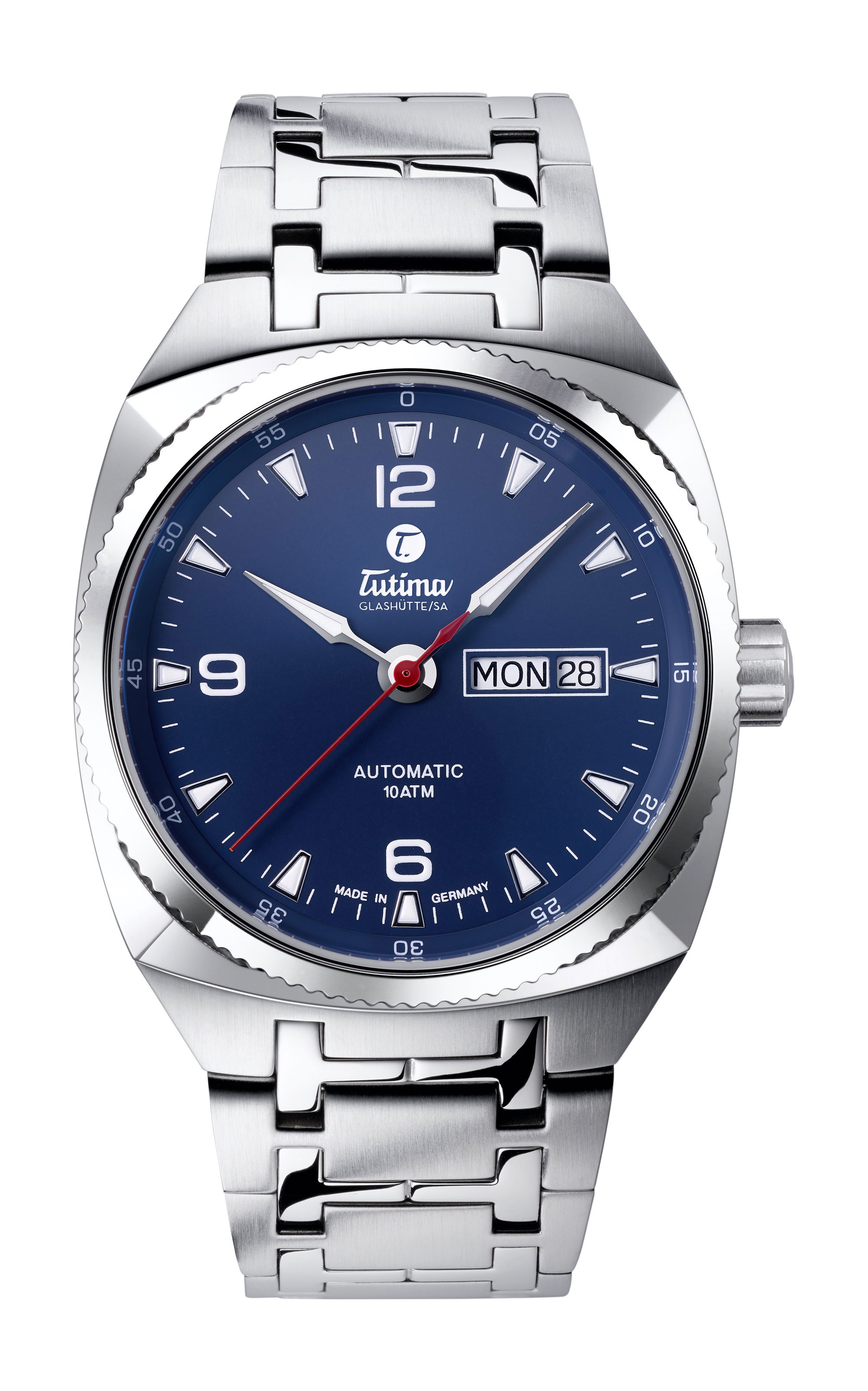 Tutima Glashütte Saxon One M Automatic Steel Blue luxury timepiece - detailed view