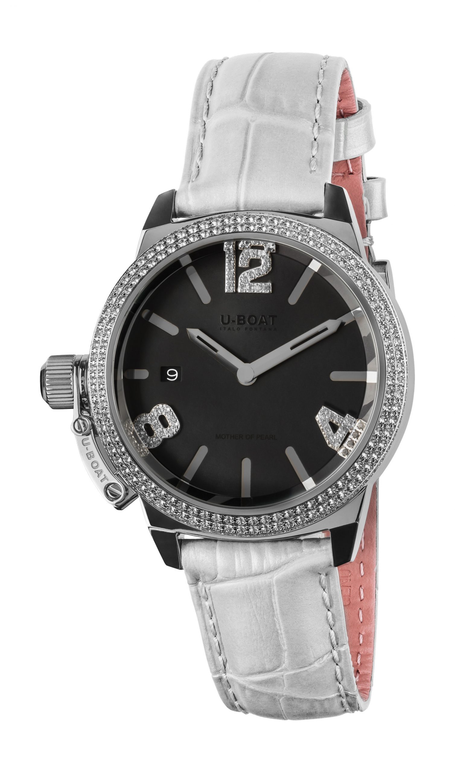 U-Boat Classico 38 Black Mop Precious luxury timepiece - detailed view