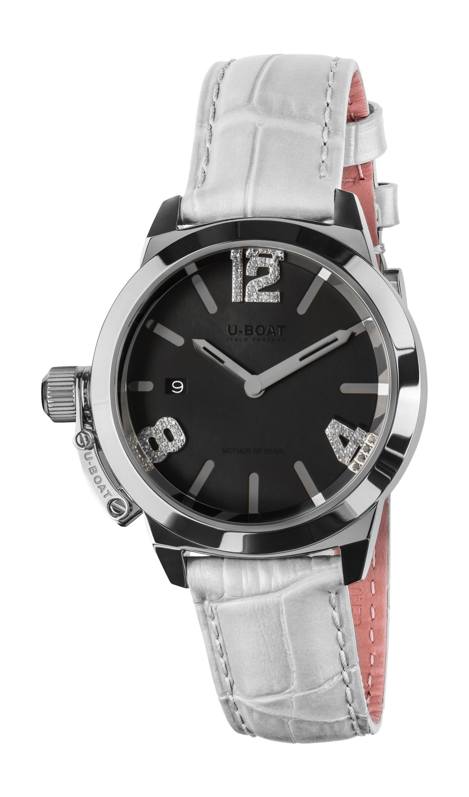 U-Boat Classico 38 Black Mother of Pearl luxury timepiece - detailed view