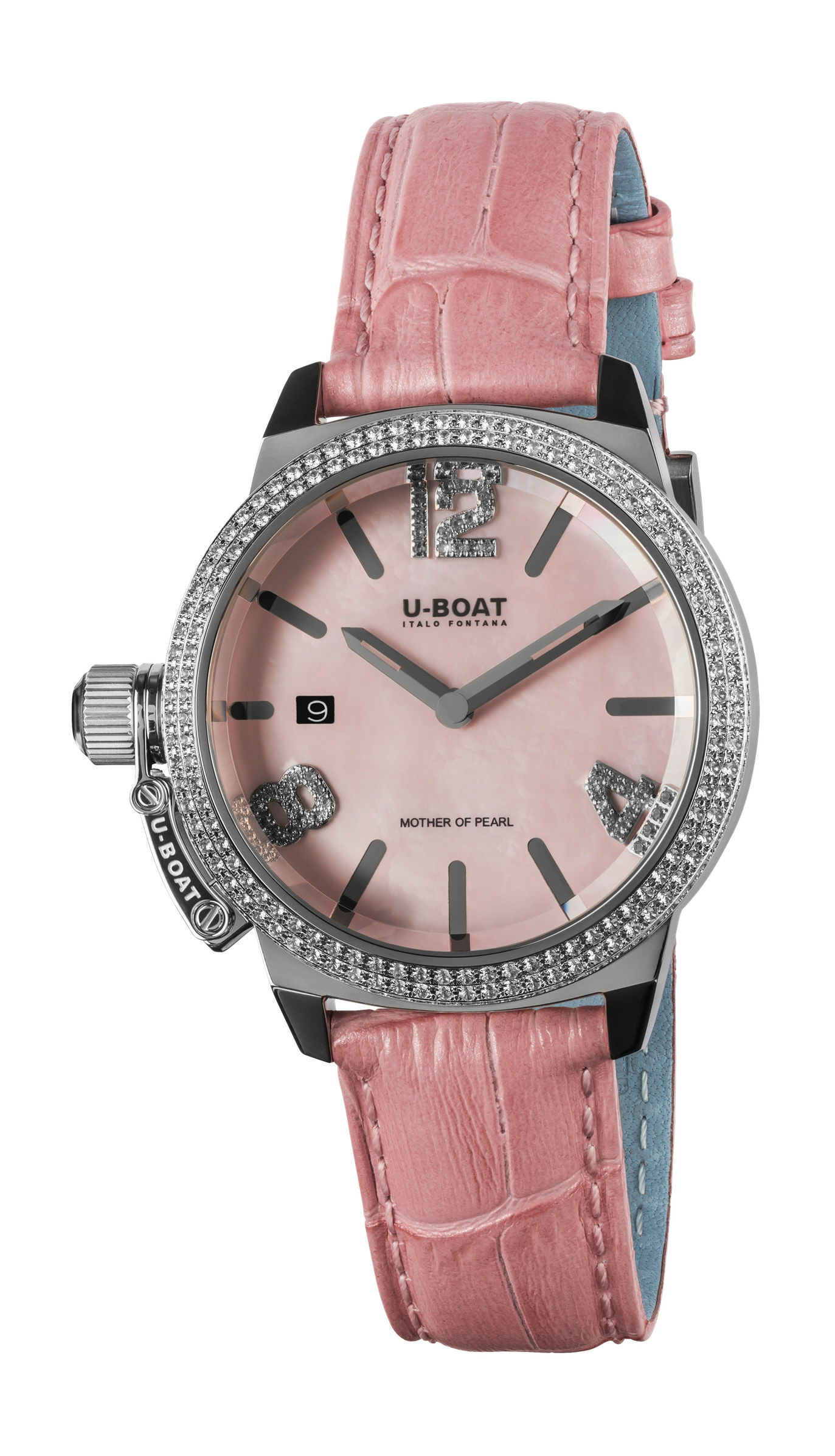 U-Boat Classico 38 Pink Mop Precious luxury timepiece - detailed view