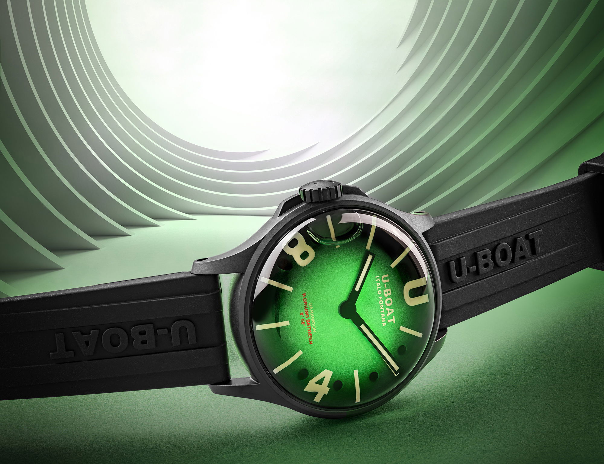 U-Boat Darkmoon 40 Green PVD Soleil - View 3