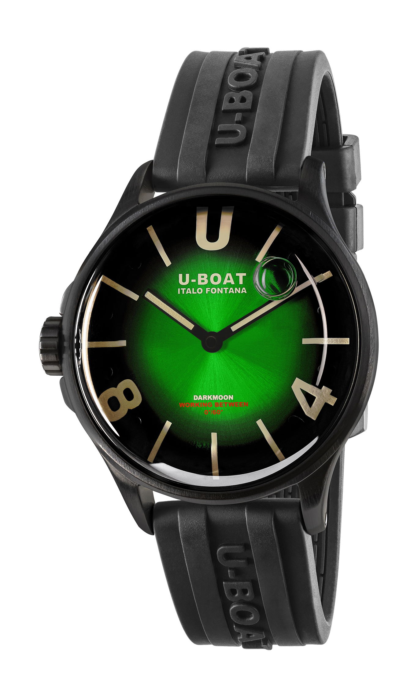 U-Boat Darkmoon 40 Green PVD Soleil luxury timepiece - detailed view