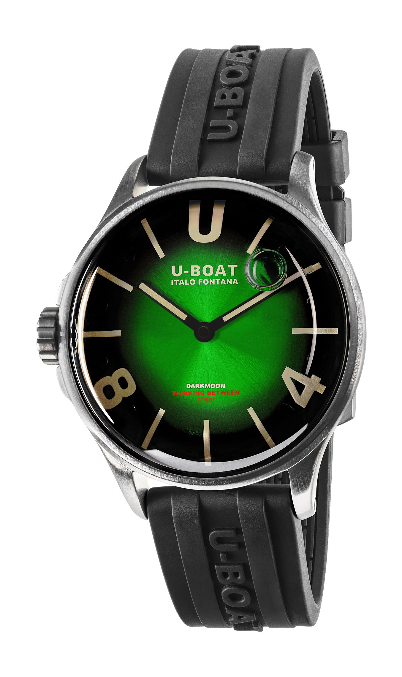 U-Boat Darkmoon 40 Green SS Soleil luxury timepiece - detailed view