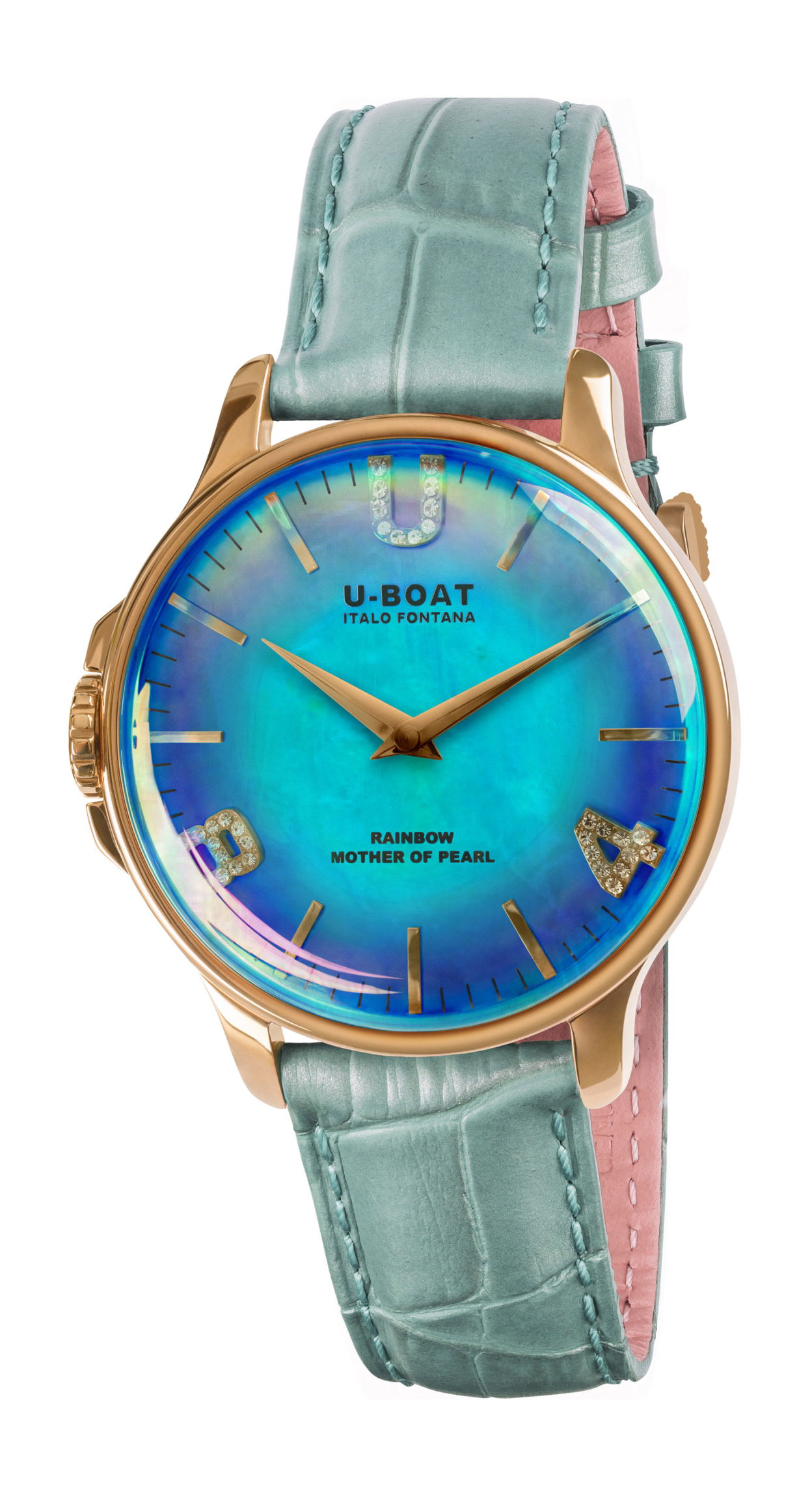 U-Boat Rainbow 38 Blue IP Gold luxury timepiece - detailed view
