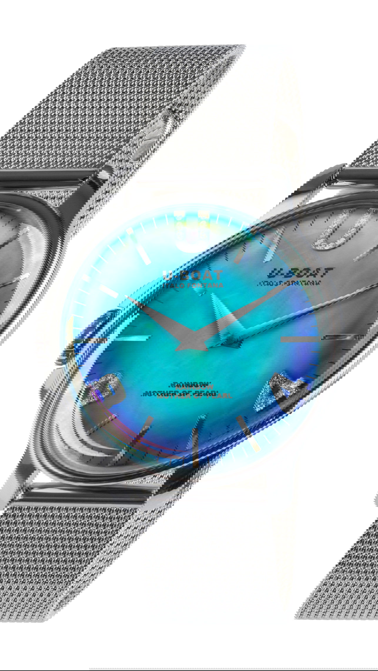 U-Boat Rainbow 38 Blue SS Bracelet luxury timepiece - detailed view