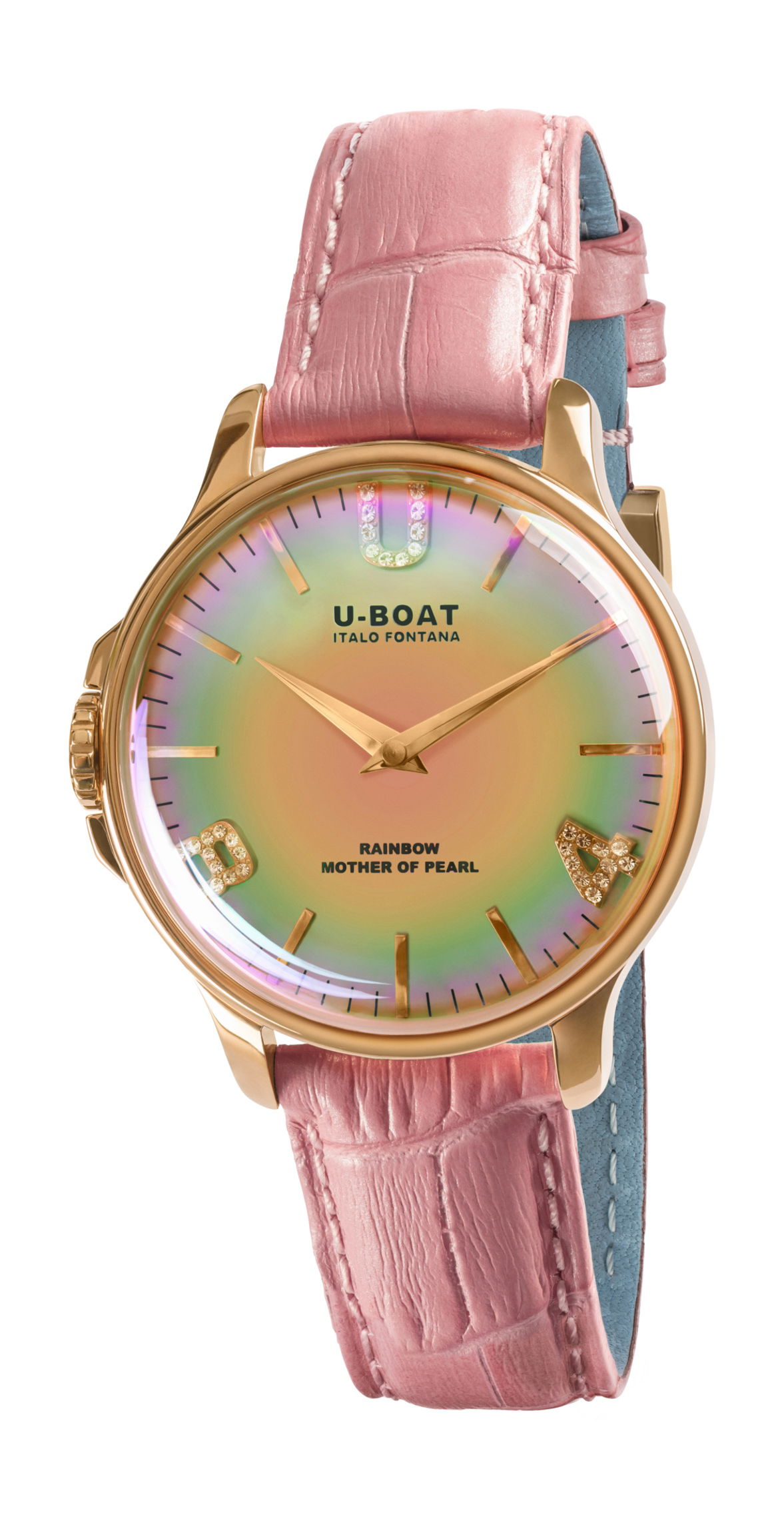 U-Boat Rainbow 38 Pink IP Gold luxury timepiece - detailed view