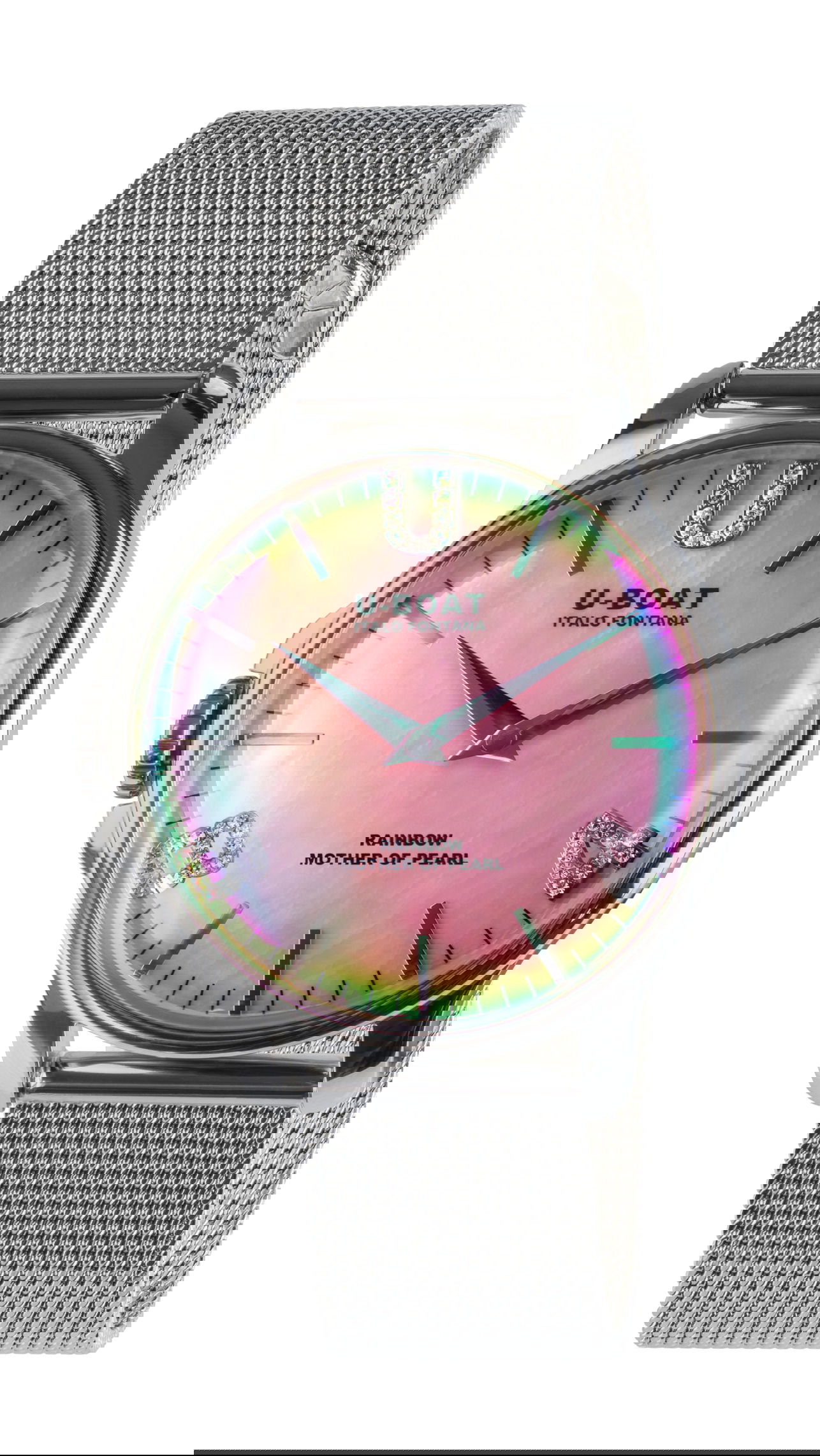 U-Boat Rainbow 38 Pink SS Bracelet luxury timepiece - detailed view