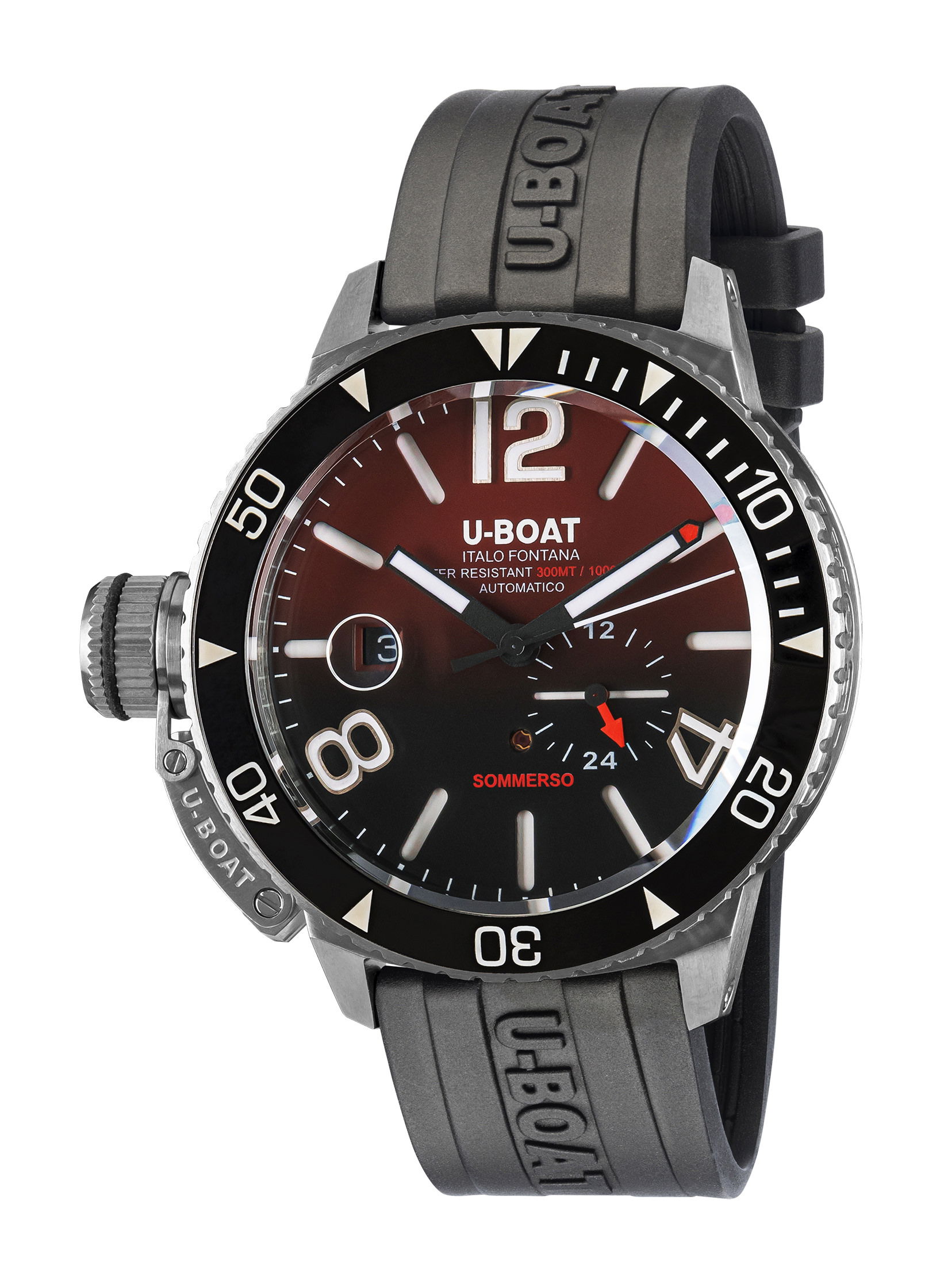 U-Boat Somerso Ceramic Bordeaux luxury timepiece - detailed view