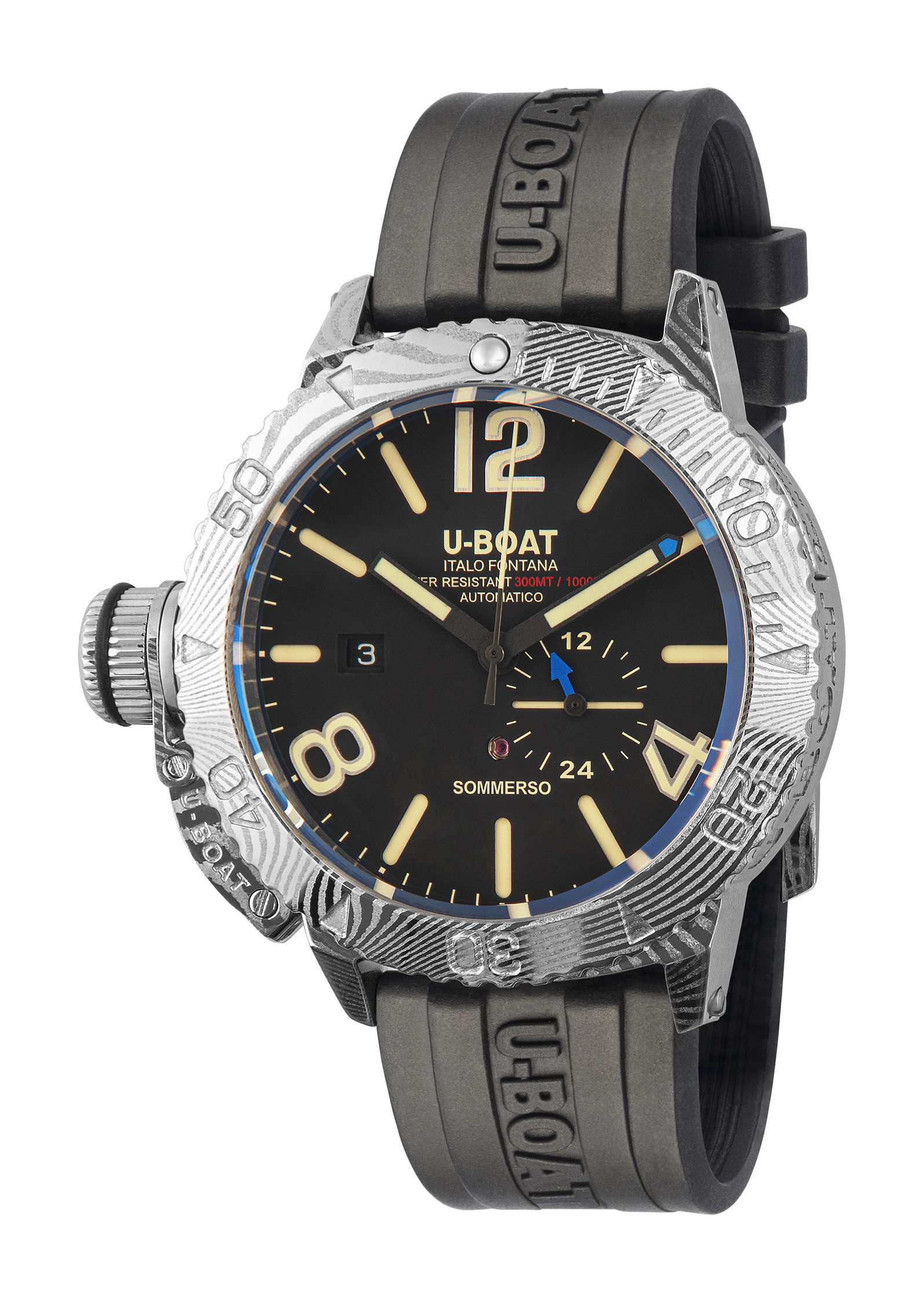 U-Boat Sommerso 46 Damascus Left Edition luxury timepiece - detailed view