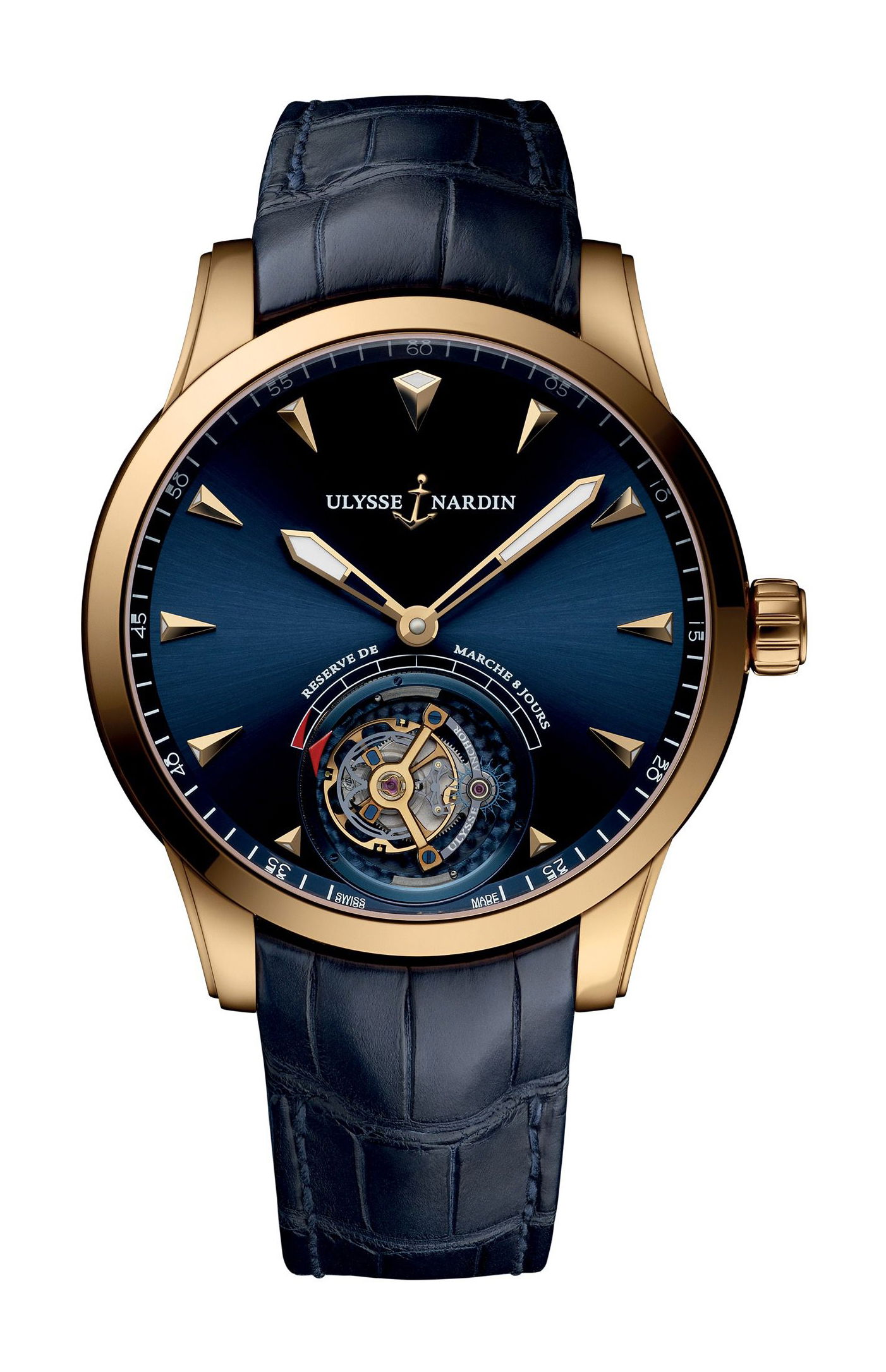 Ulysse Nardin Classico Ulysse Anchor Tourbillon luxury timepiece - detailed view