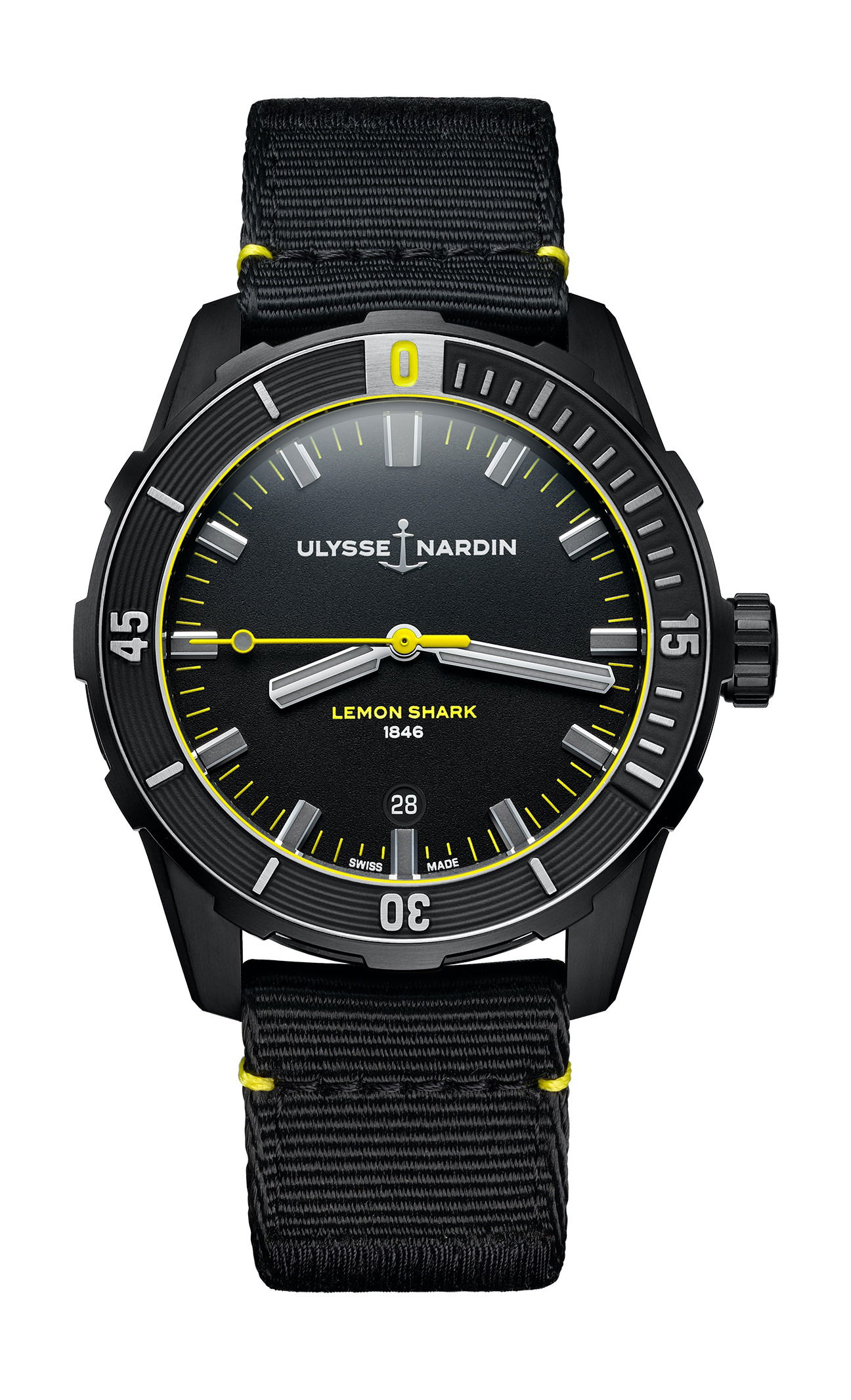 Ulysse Nardin Diver Lemon Shark luxury timepiece - detailed view