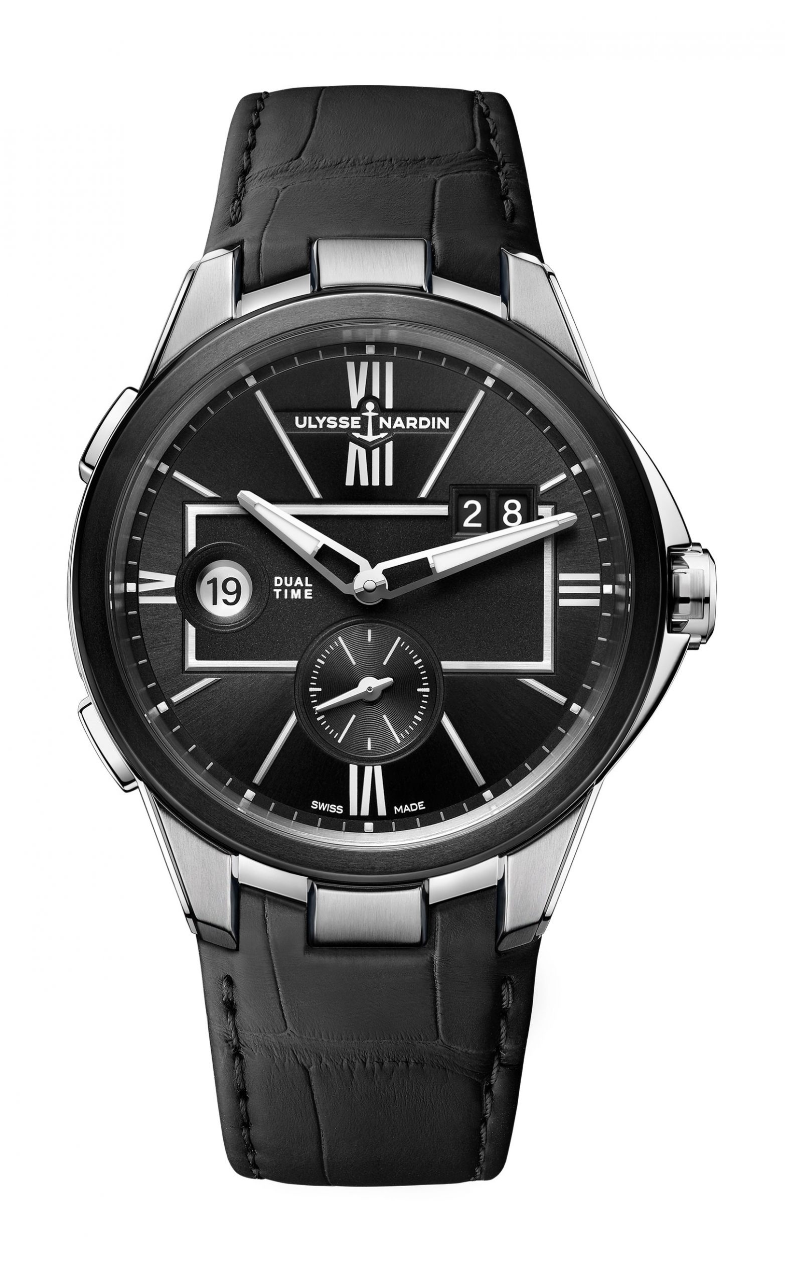 Ulysse Nardin Executive Dual Time Black luxury timepiece - detailed view