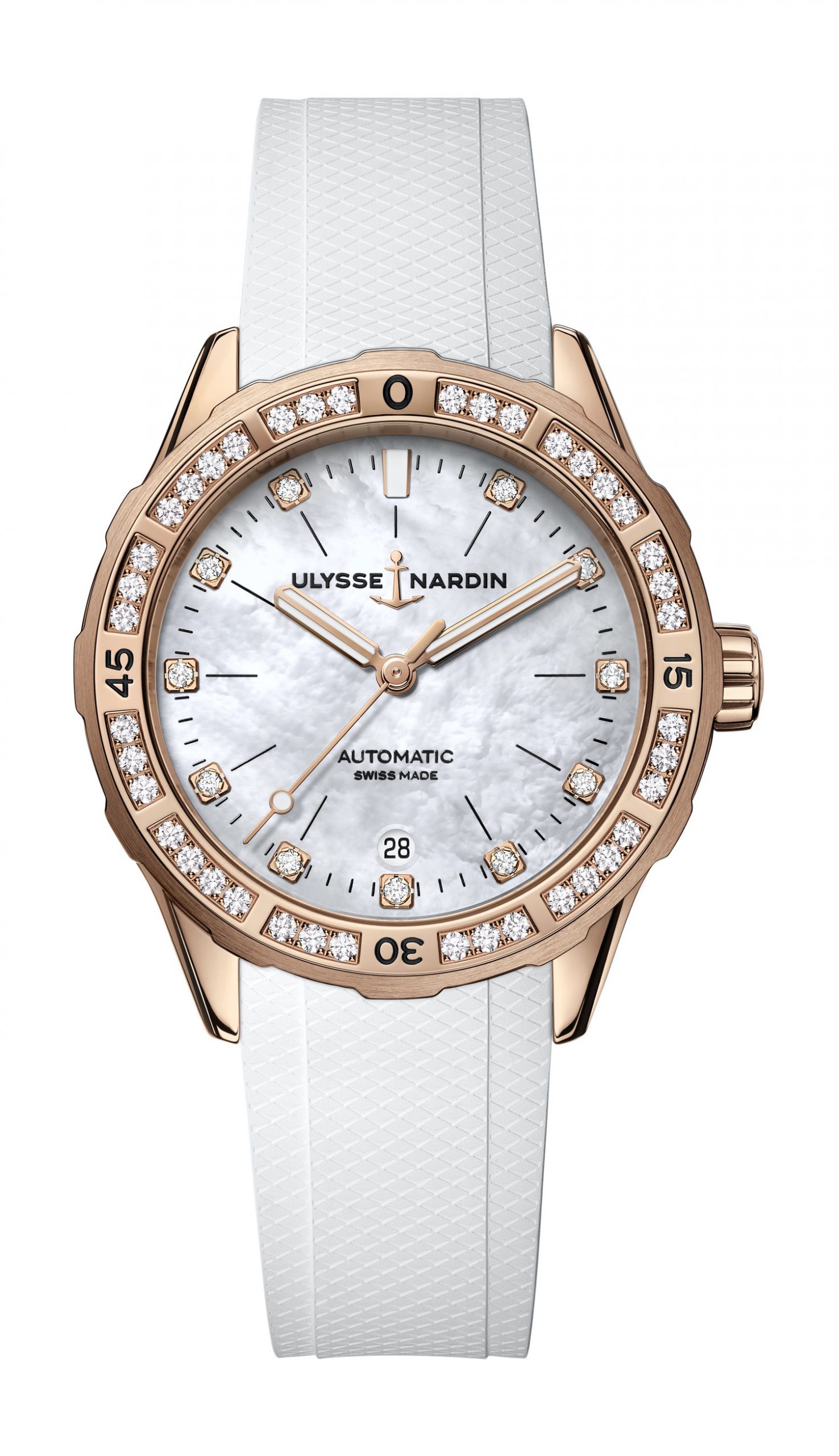 Ulysse Nardin Lady Diver luxury timepiece - detailed view