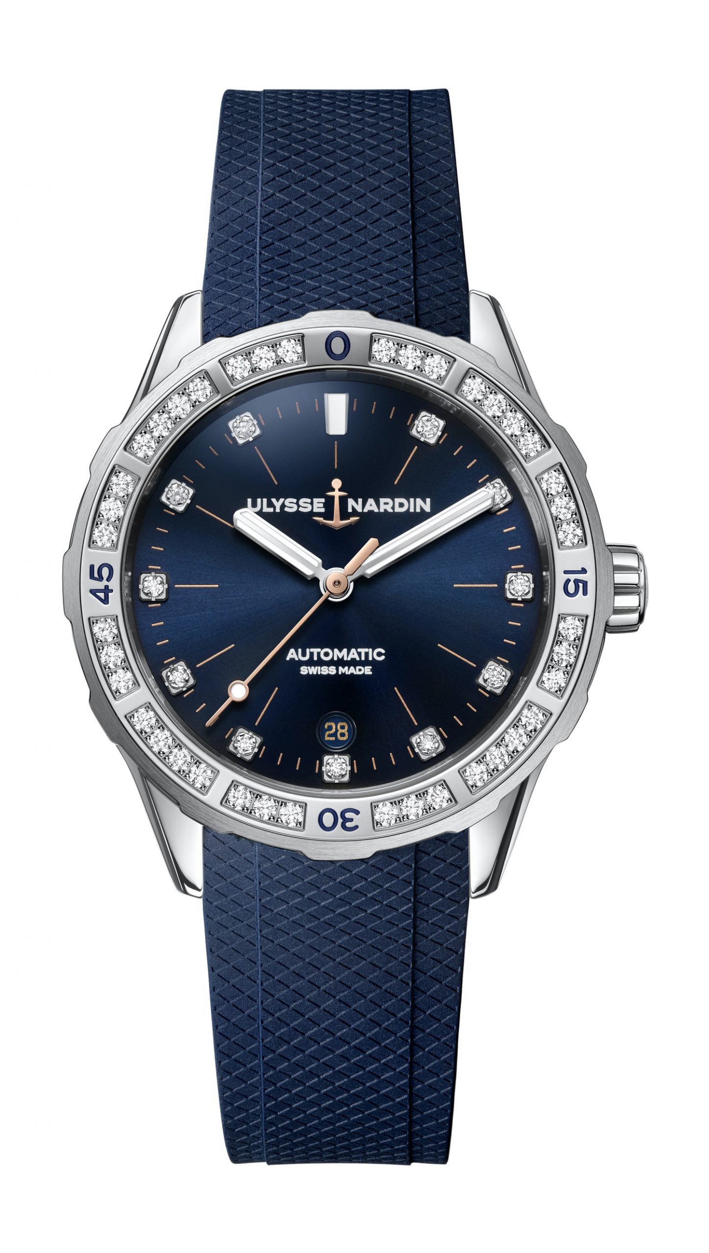 Ulysse Nardin Lady Diver luxury timepiece - detailed view