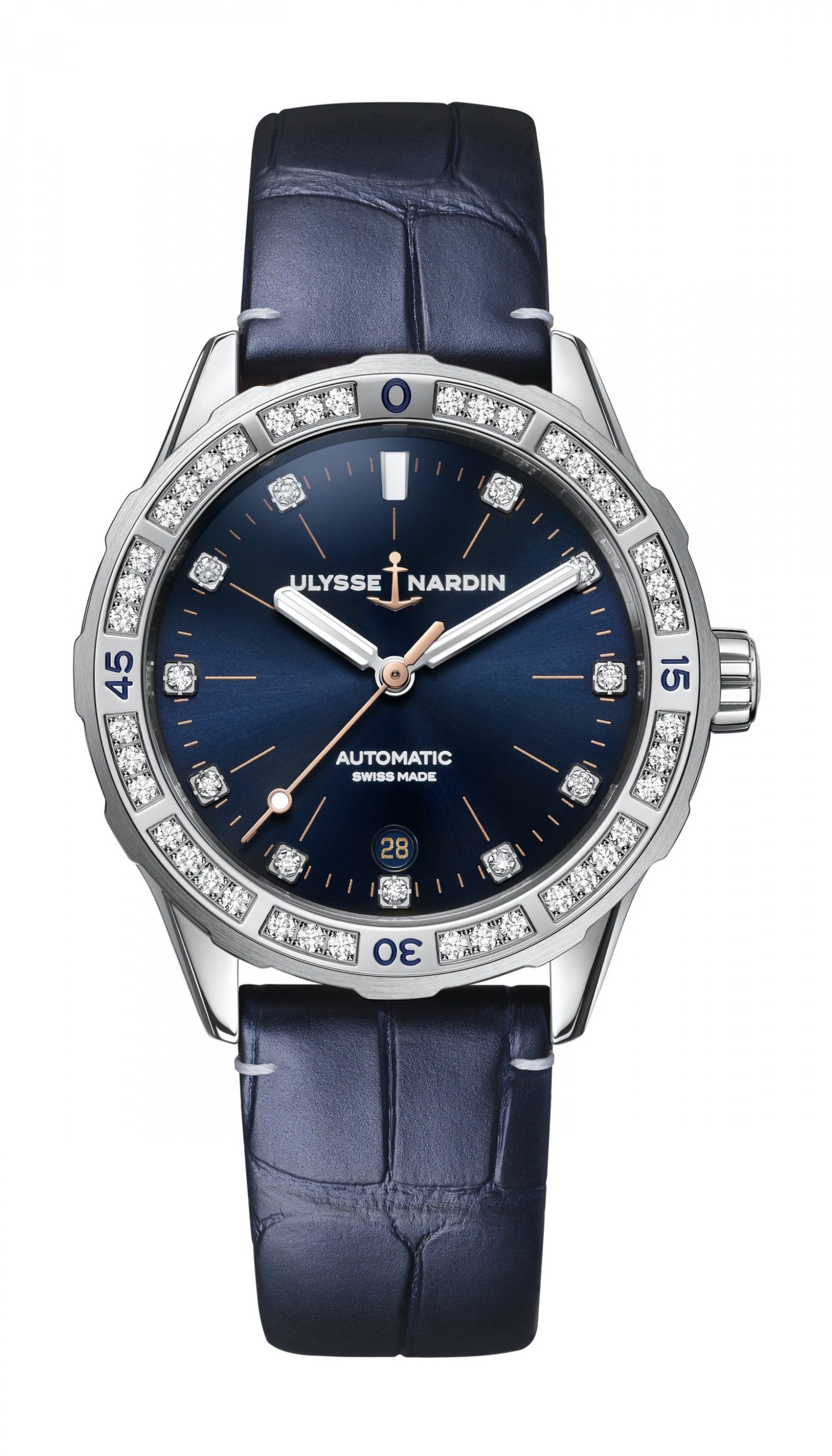 Ulysse Nardin Lady Diver luxury timepiece - detailed view