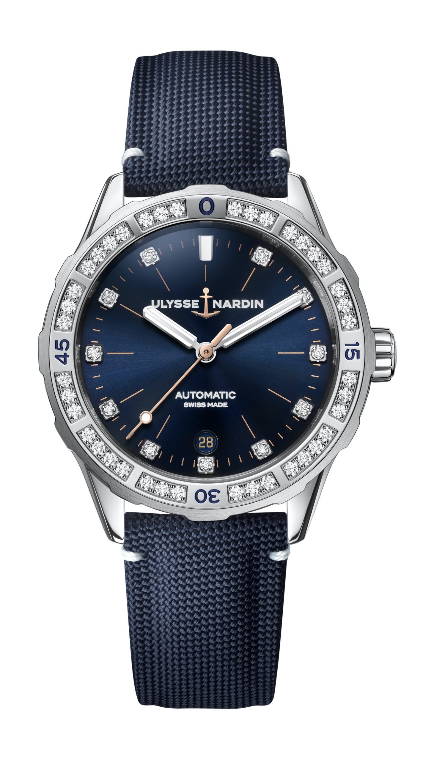 Ulysse Nardin Lady Diver luxury timepiece - detailed view