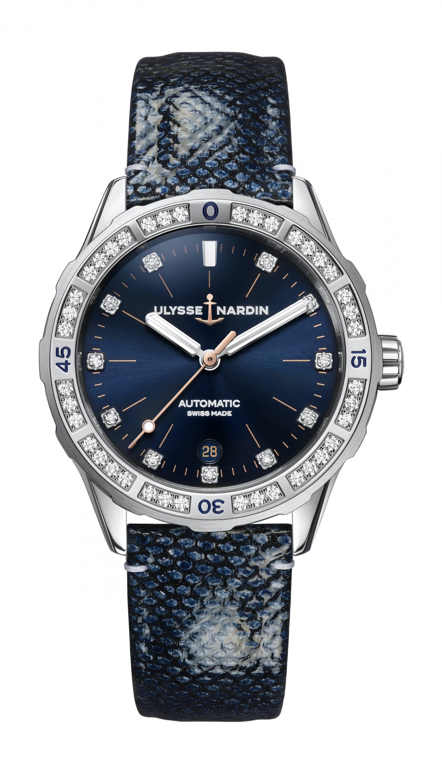 Ulysse Nardin Lady Diver luxury timepiece - detailed view