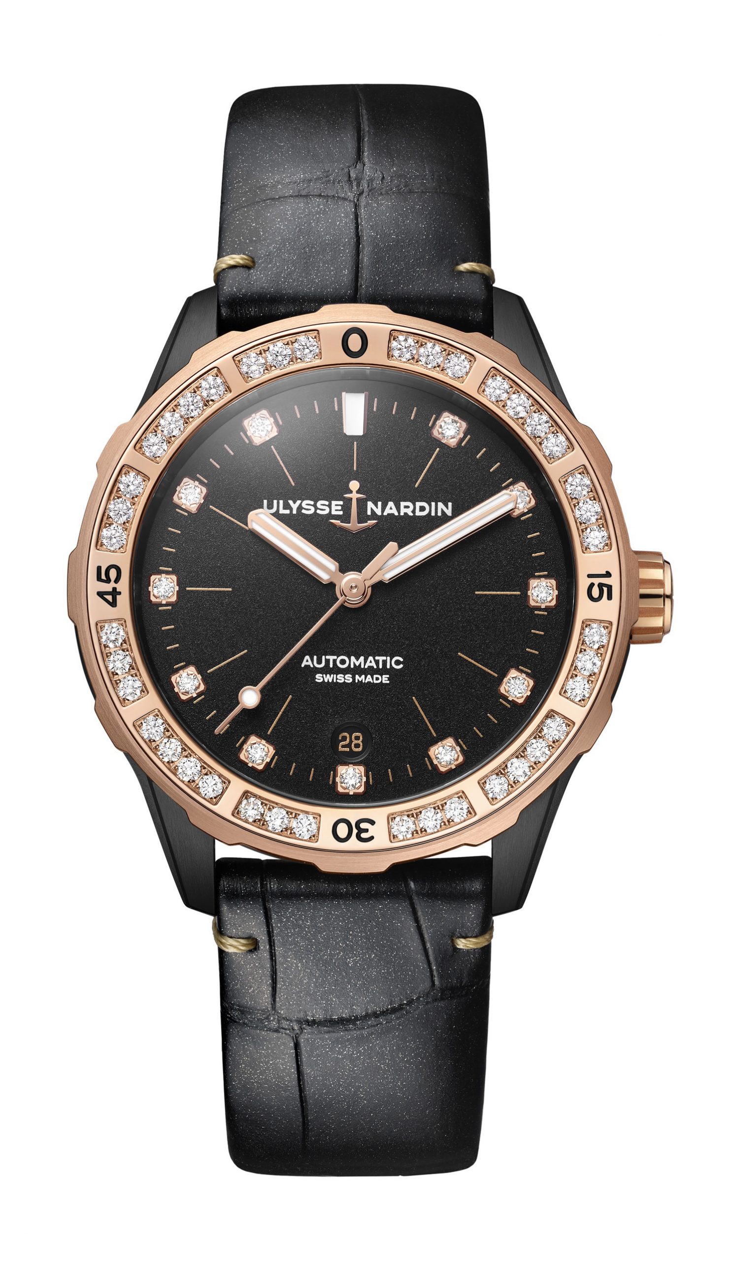 Ulysse Nardin Lady Diver luxury timepiece - detailed view