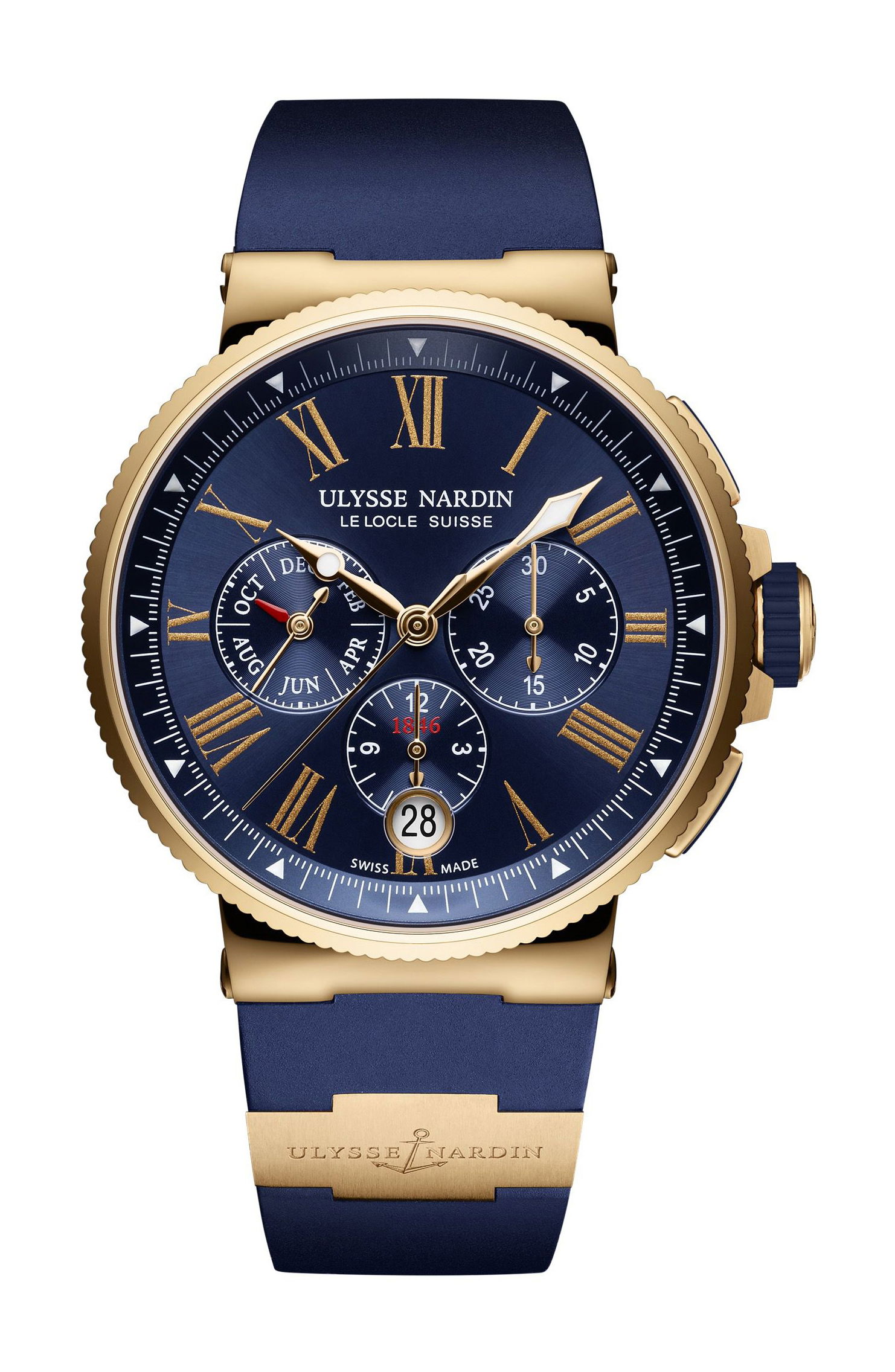 Ulysse Nardin Marine Chronograph luxury timepiece - detailed view