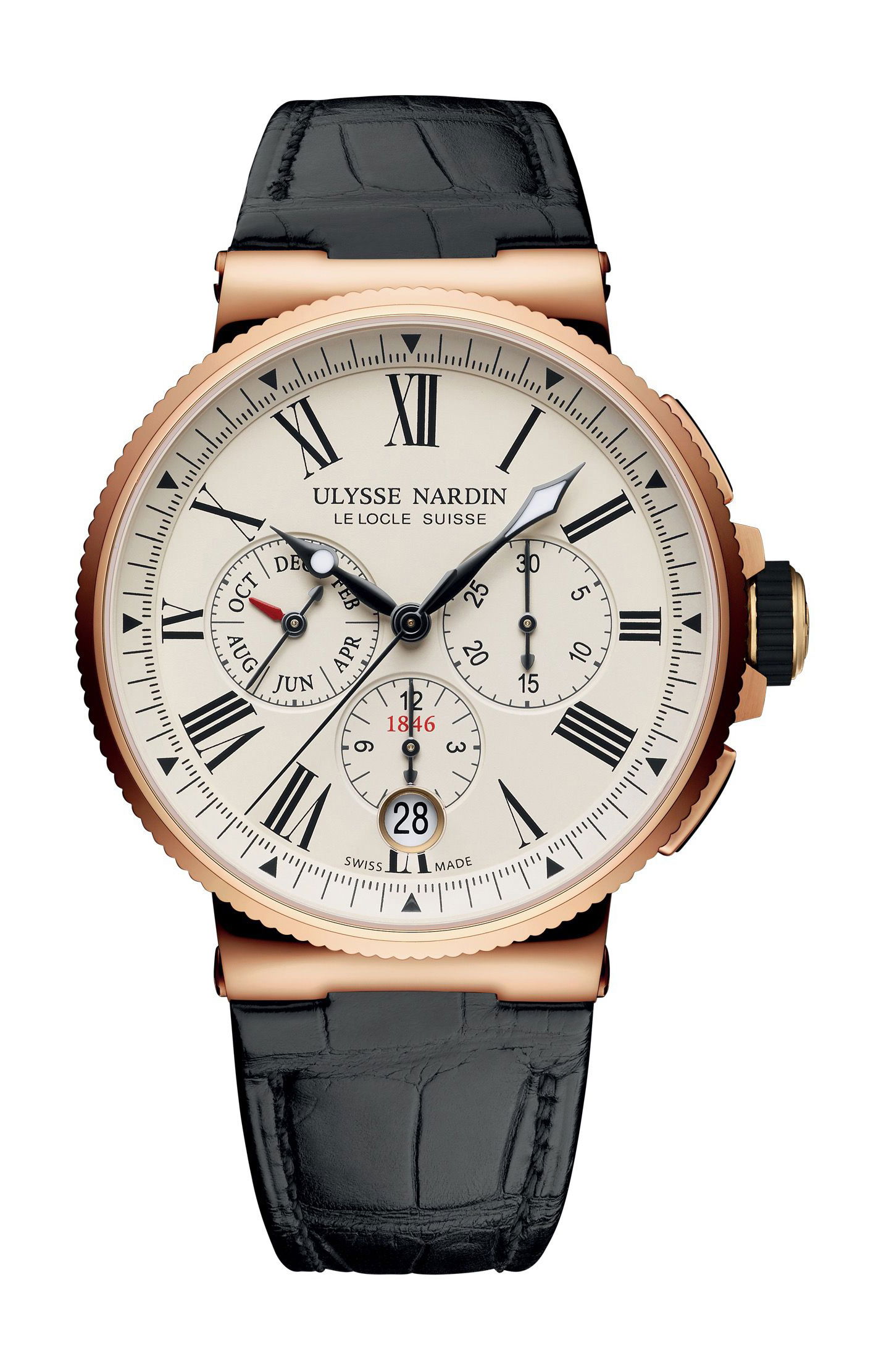 Ulysse Nardin Marine Chronograph luxury timepiece - detailed view
