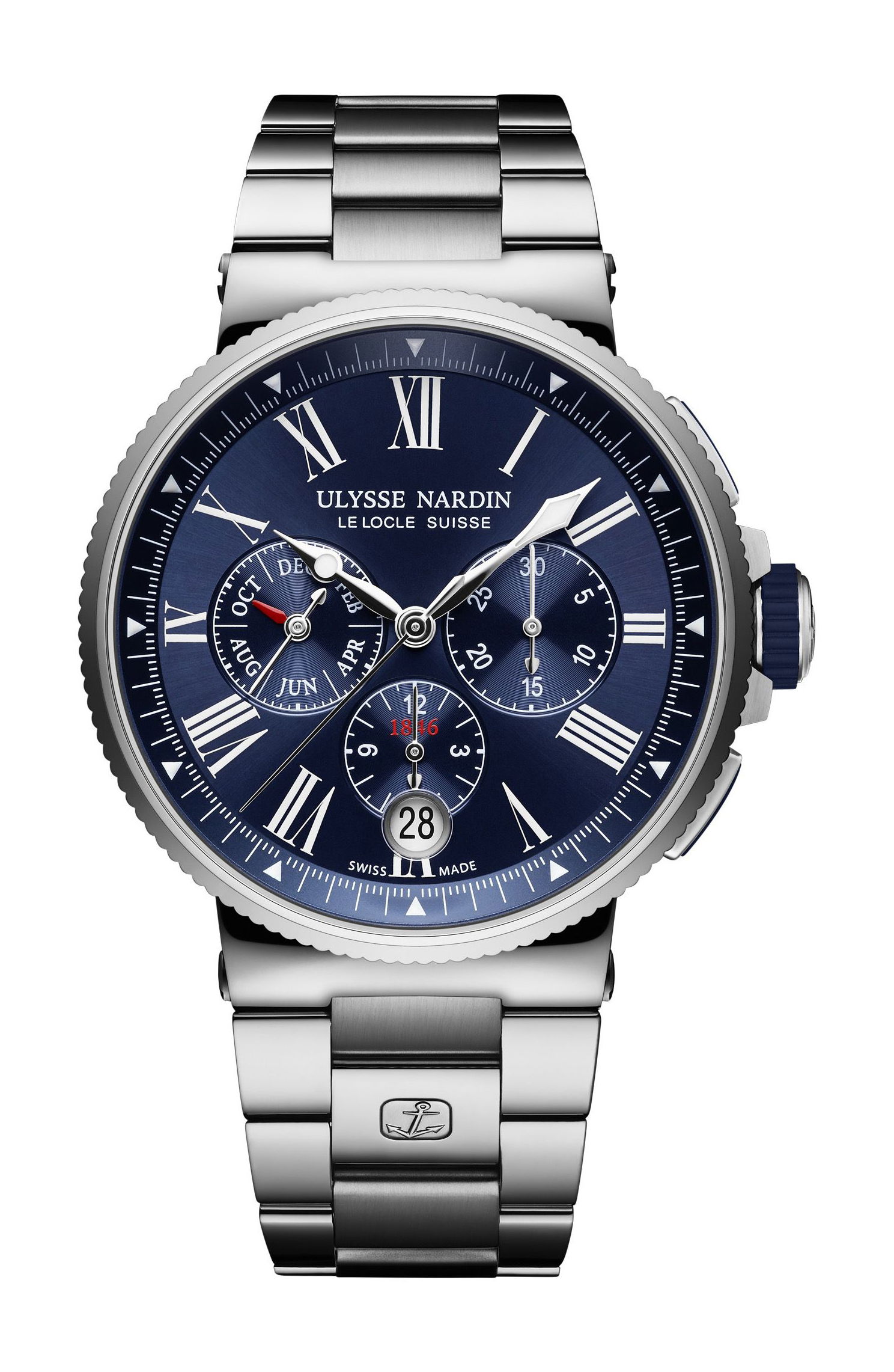 Ulysse Nardin Marine Chronograph luxury timepiece - detailed view