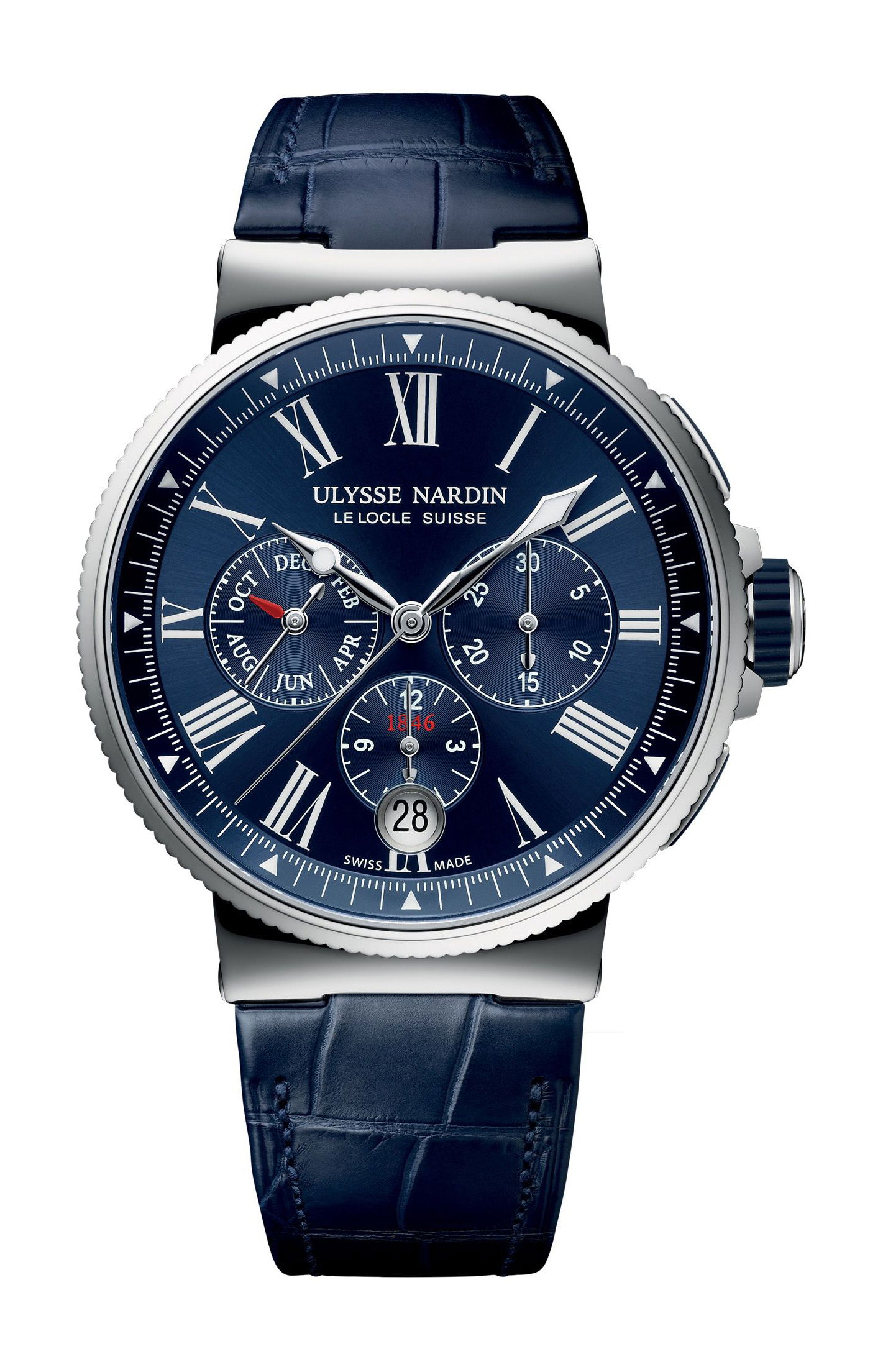 Ulysse Nardin Marine Chronograph luxury timepiece - detailed view