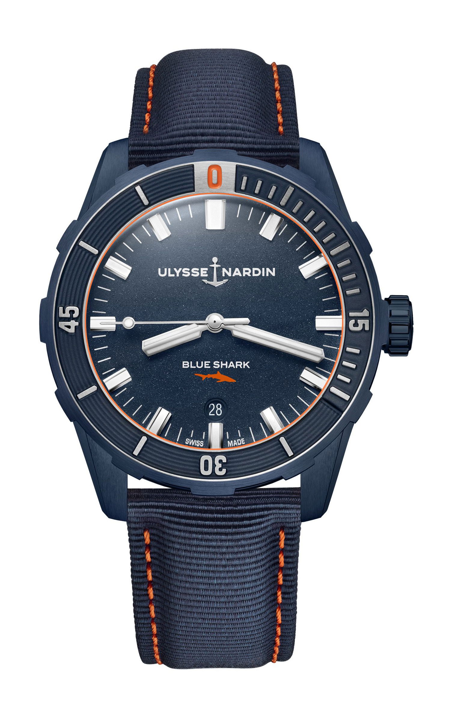 Ulysse Nardin Marine Diver Blue Shark luxury timepiece - detailed view