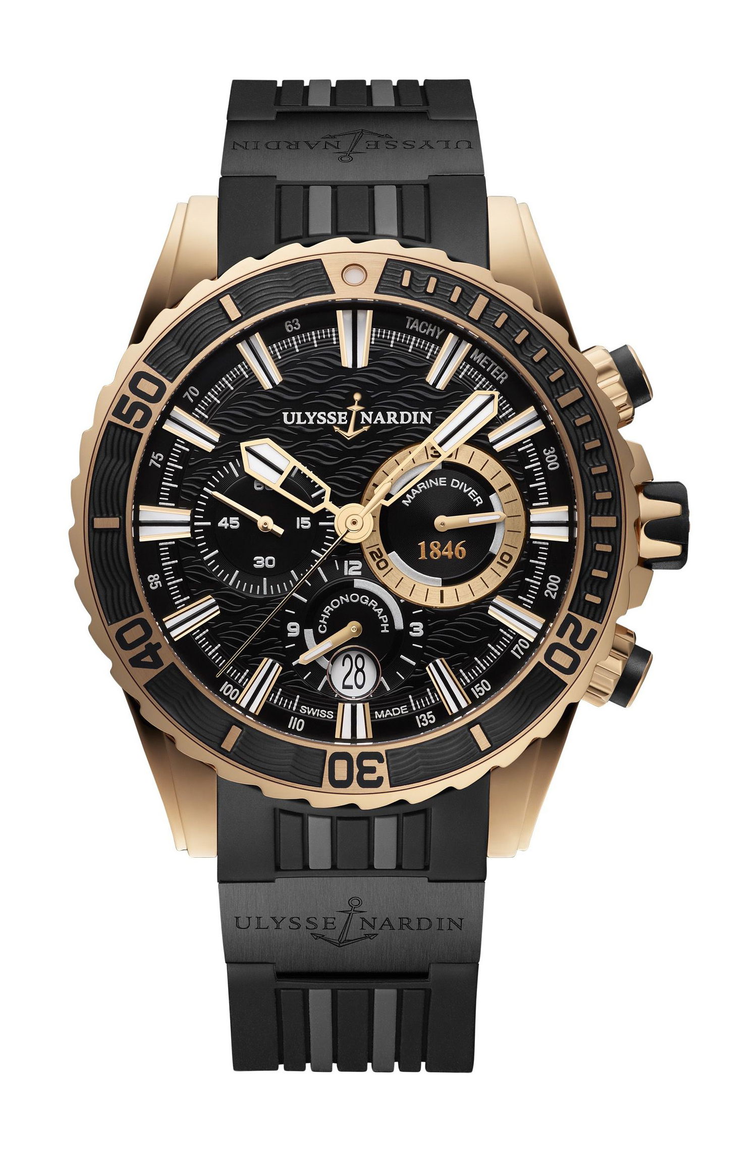Ulysse Nardin Marine Diver Chronograph luxury timepiece - detailed view