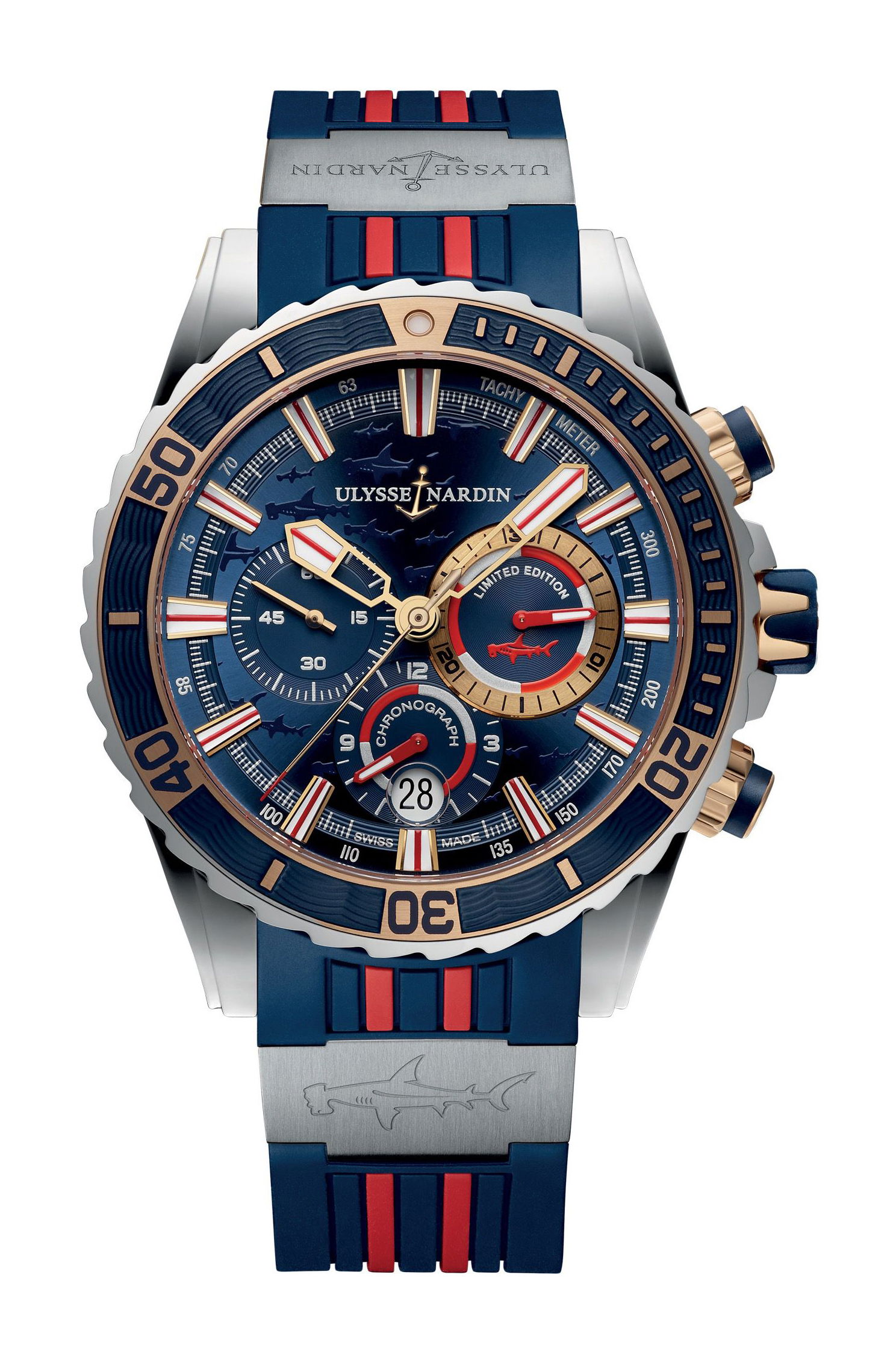 Ulysse Nardin Marine Diver Chronograph luxury timepiece - detailed view